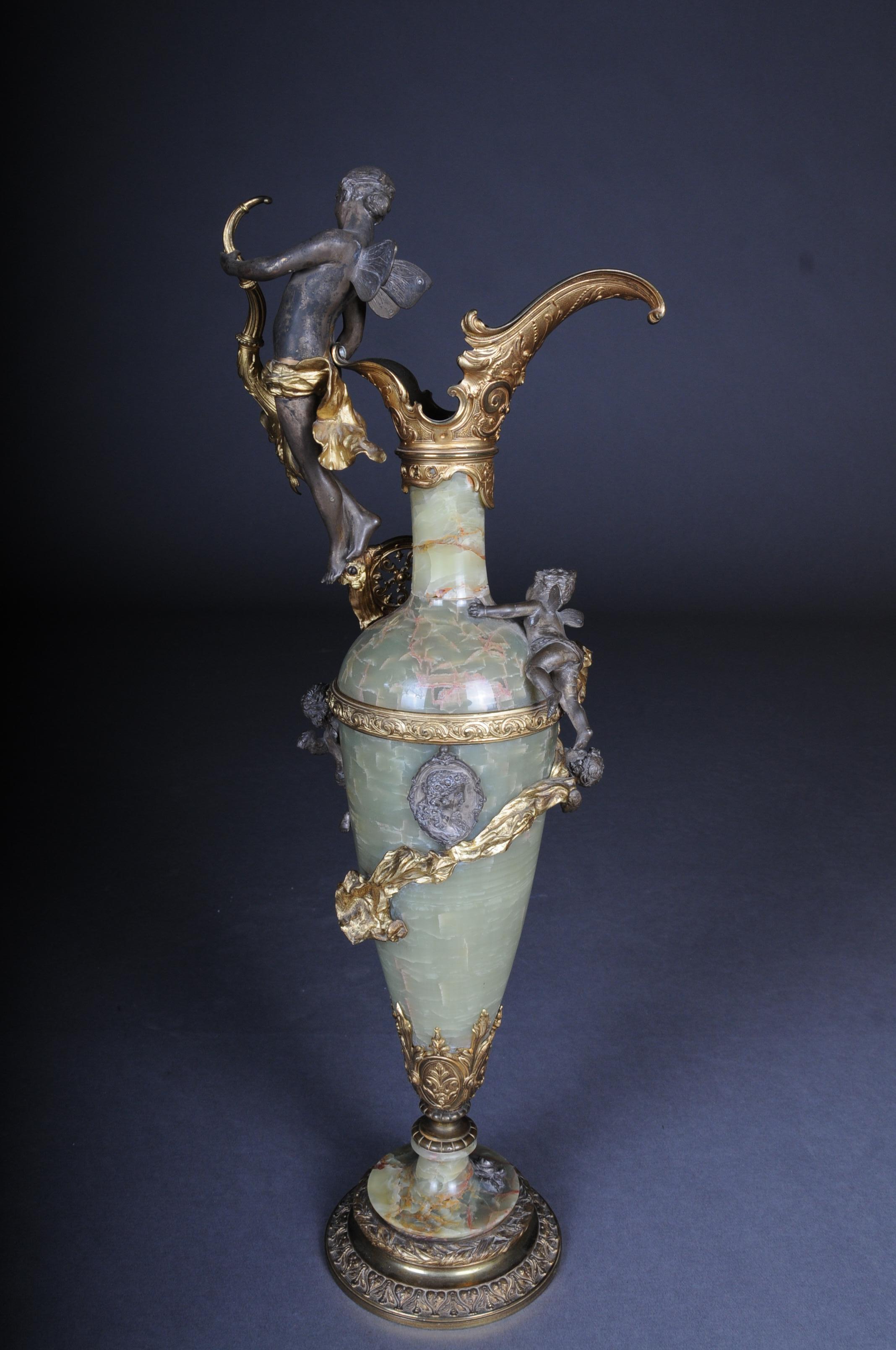 19th Century French Onyx Pomp Jug/Vase Bronze Silvered Napoleon III For Sale 6