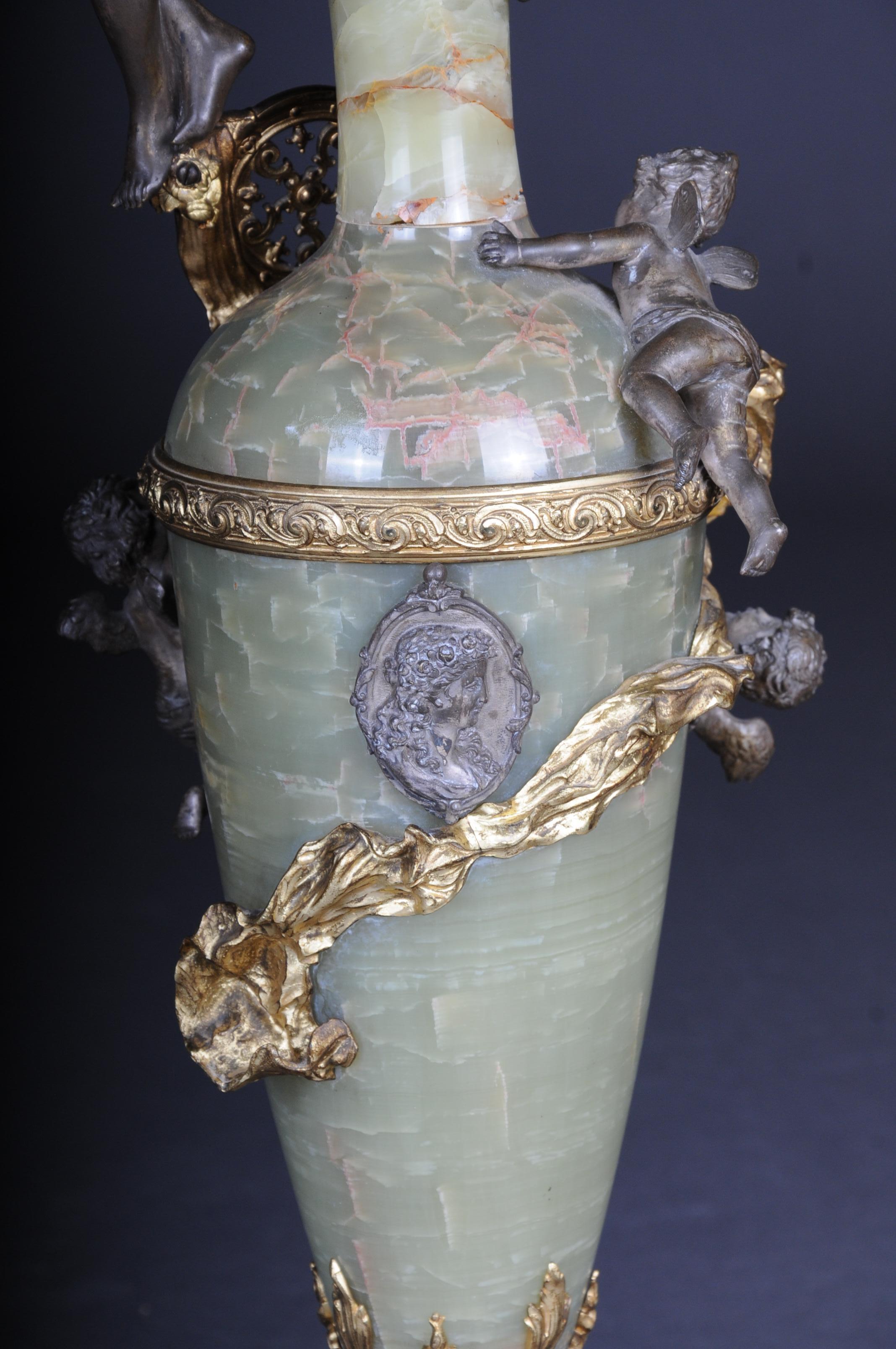 19th Century French Onyx Pomp Jug/Vase Bronze Silvered Napoleon III For Sale 7
