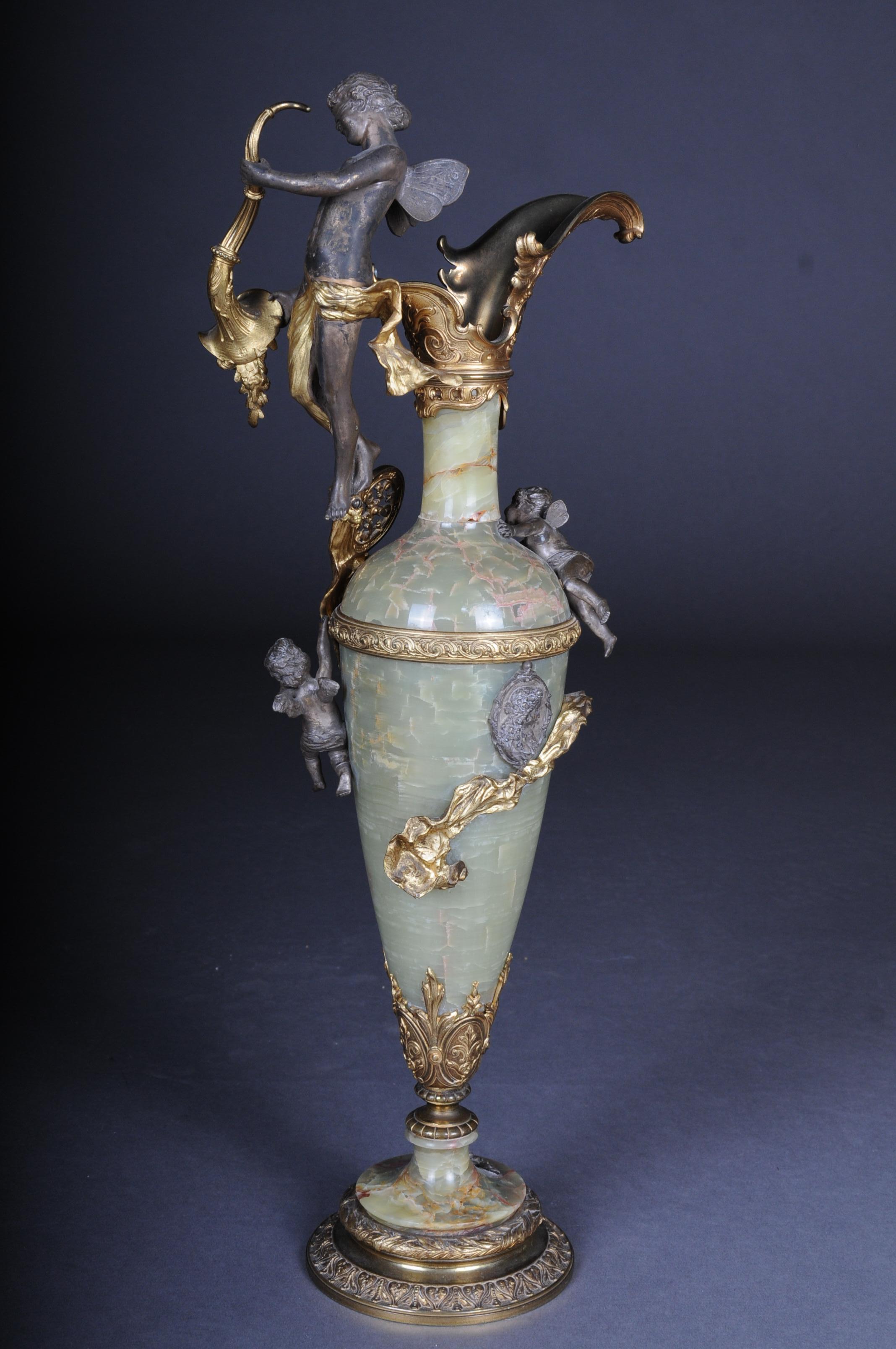 19th Century French Onyx Pomp Jug/Vase Bronze Silvered Napoleon III For Sale 8