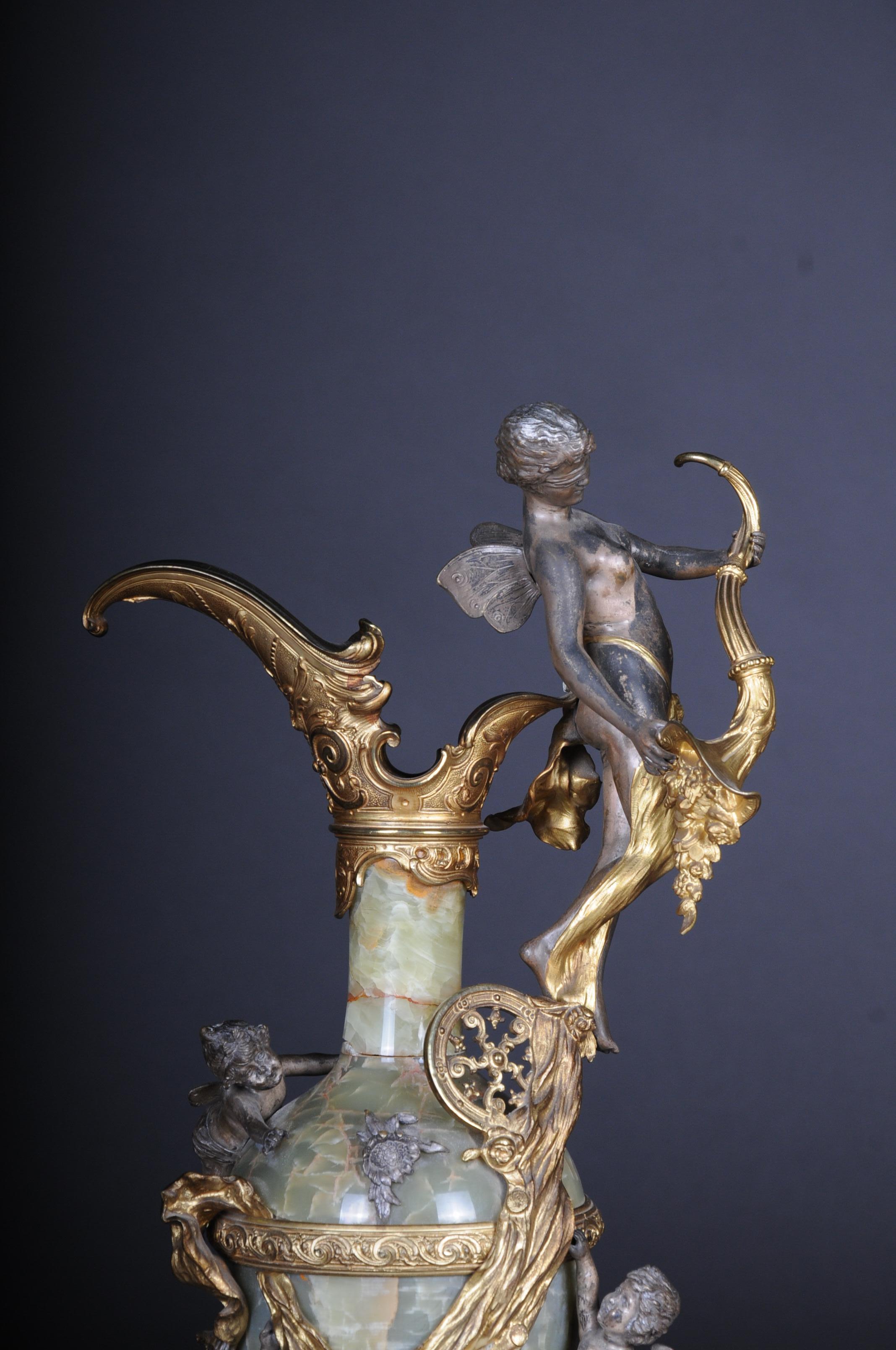 19th Century French Onyx Pomp Jug/Vase Bronze Silvered Napoleon III For Sale 9