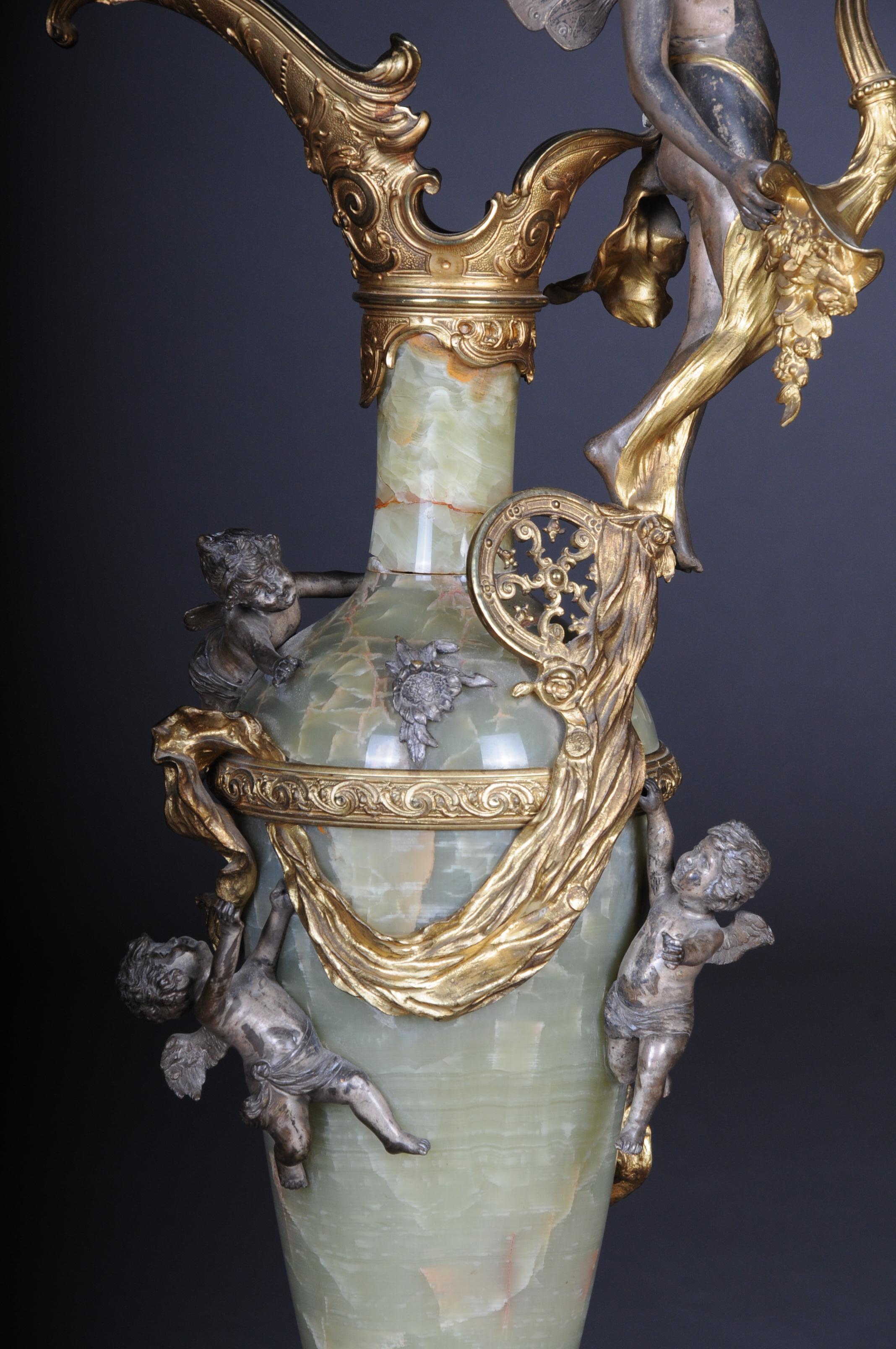 19th Century French Onyx Pomp Jug/Vase Bronze Silvered Napoleon III For Sale 10
