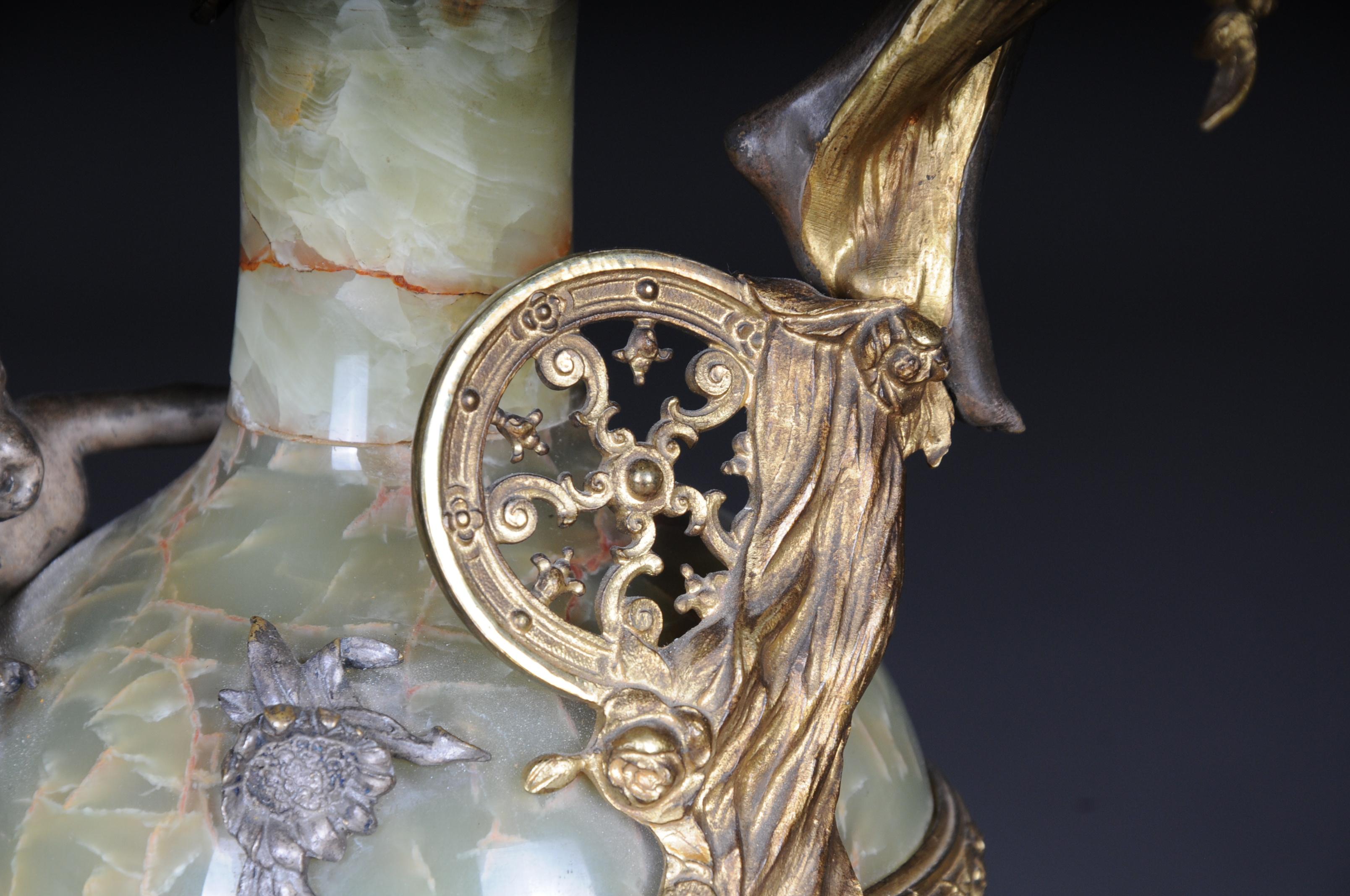 19th Century French Onyx Pomp Jug/Vase Bronze Silvered Napoleon III For Sale 11