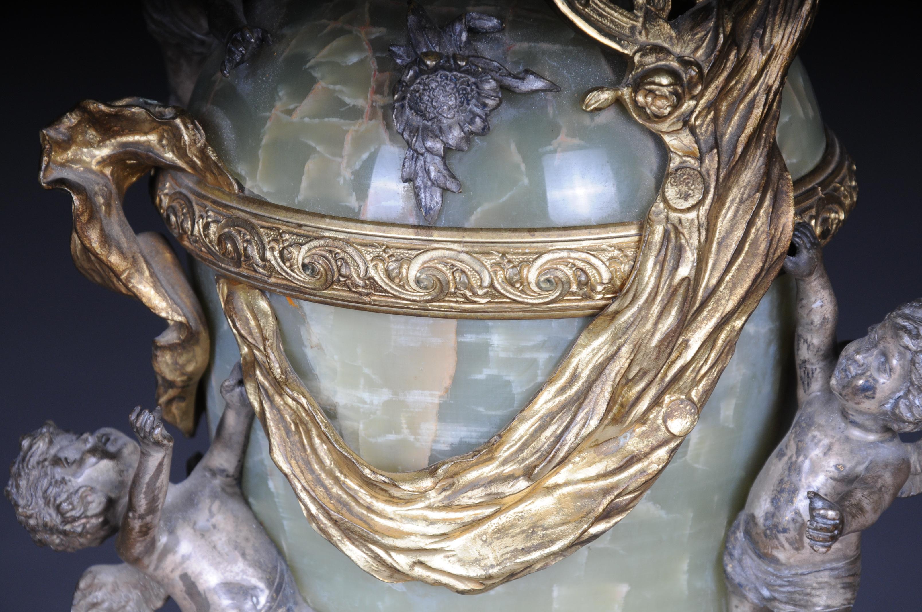 19th Century French Onyx Pomp Jug/Vase Bronze Silvered Napoleon III For Sale 12