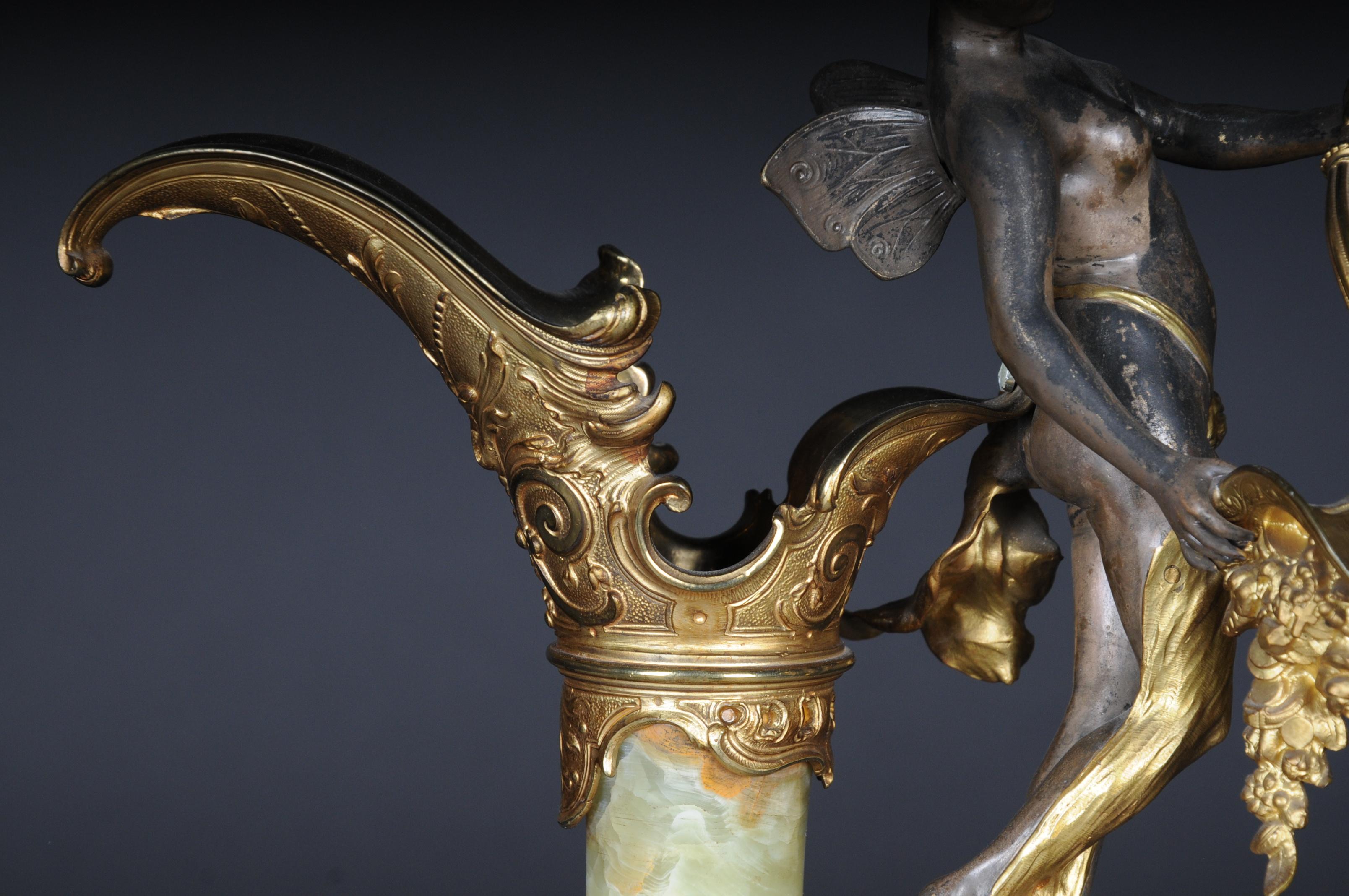 Francese Brocca/Vaso in onice francese del XIX secolo, bronzo argentato Napoleone III in vendita