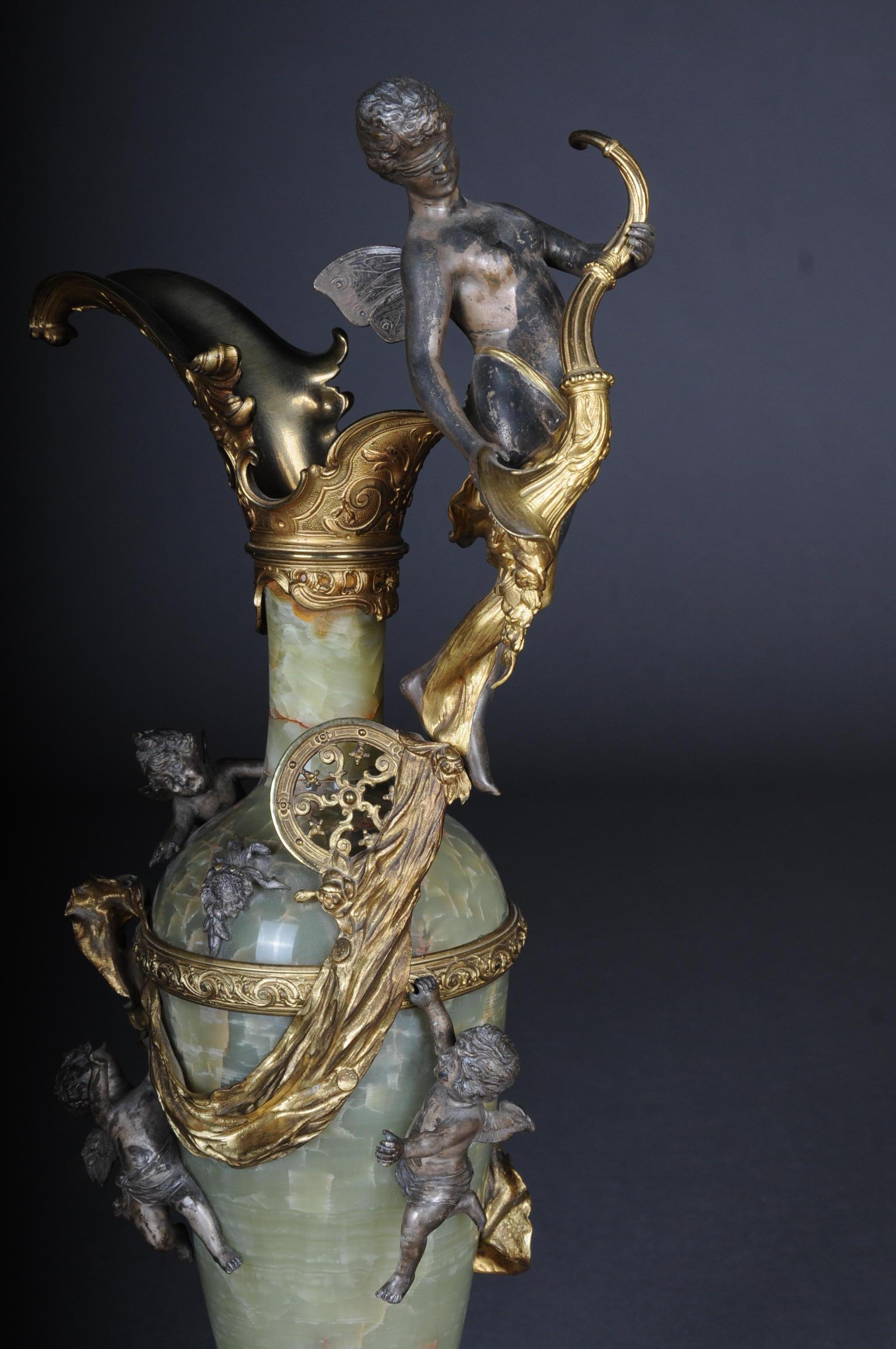 Dorato Brocca/Vaso in onice francese del XIX secolo, bronzo argentato Napoleone III in vendita