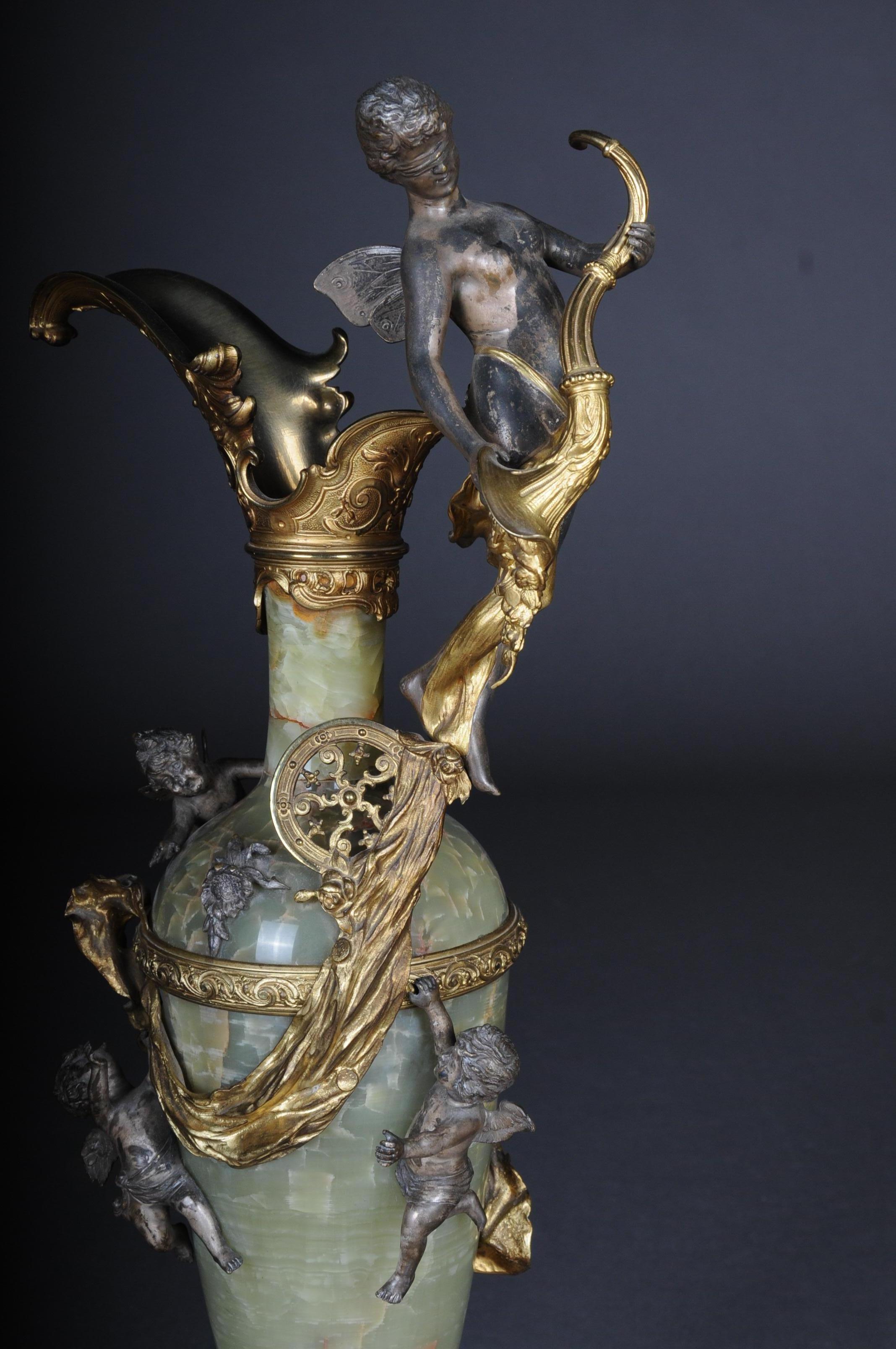 19th Century French Onyx Pomp Jug/Vase Bronze Silvered Napoleon III In Good Condition For Sale In Berlin, DE