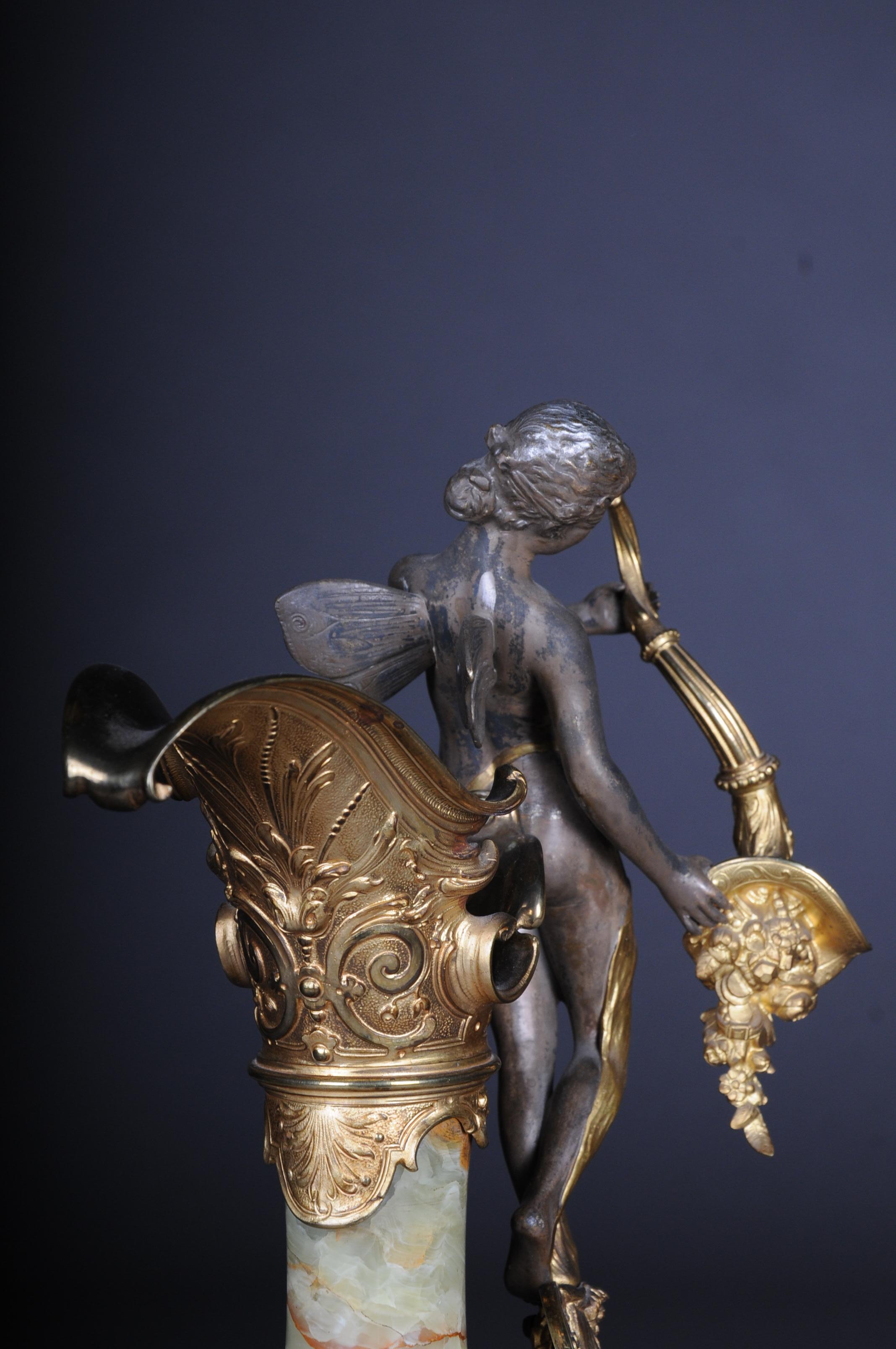 19th Century French Onyx Pomp Jug/Vase Bronze Silvered Napoleon III For Sale 3