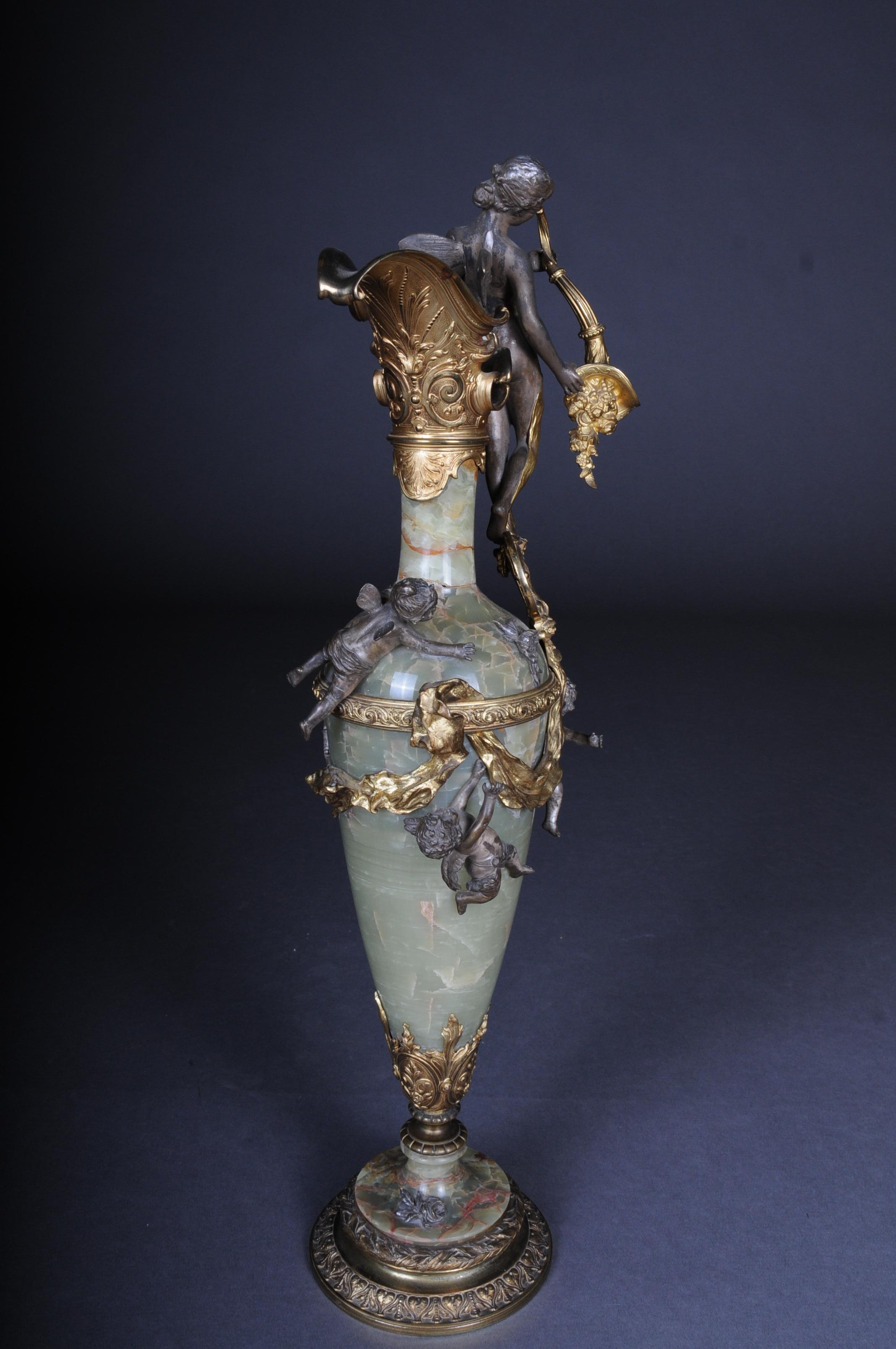 19th Century French Onyx Pomp Jug/Vase Bronze Silvered Napoleon III For Sale 4