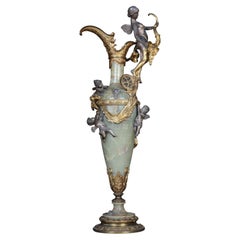 Jarro/jarrón de ónice francés del siglo XIX Napoleón III plateado en bronce