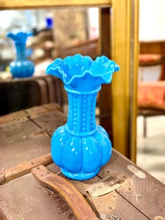 19th Century French Opaline Blue Glass Vase, Napoleon III Period