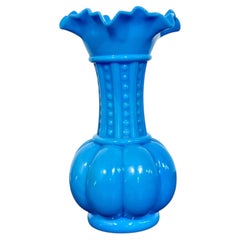 19th Century French Opaline Blue Glass Vase, Napoleon III Period