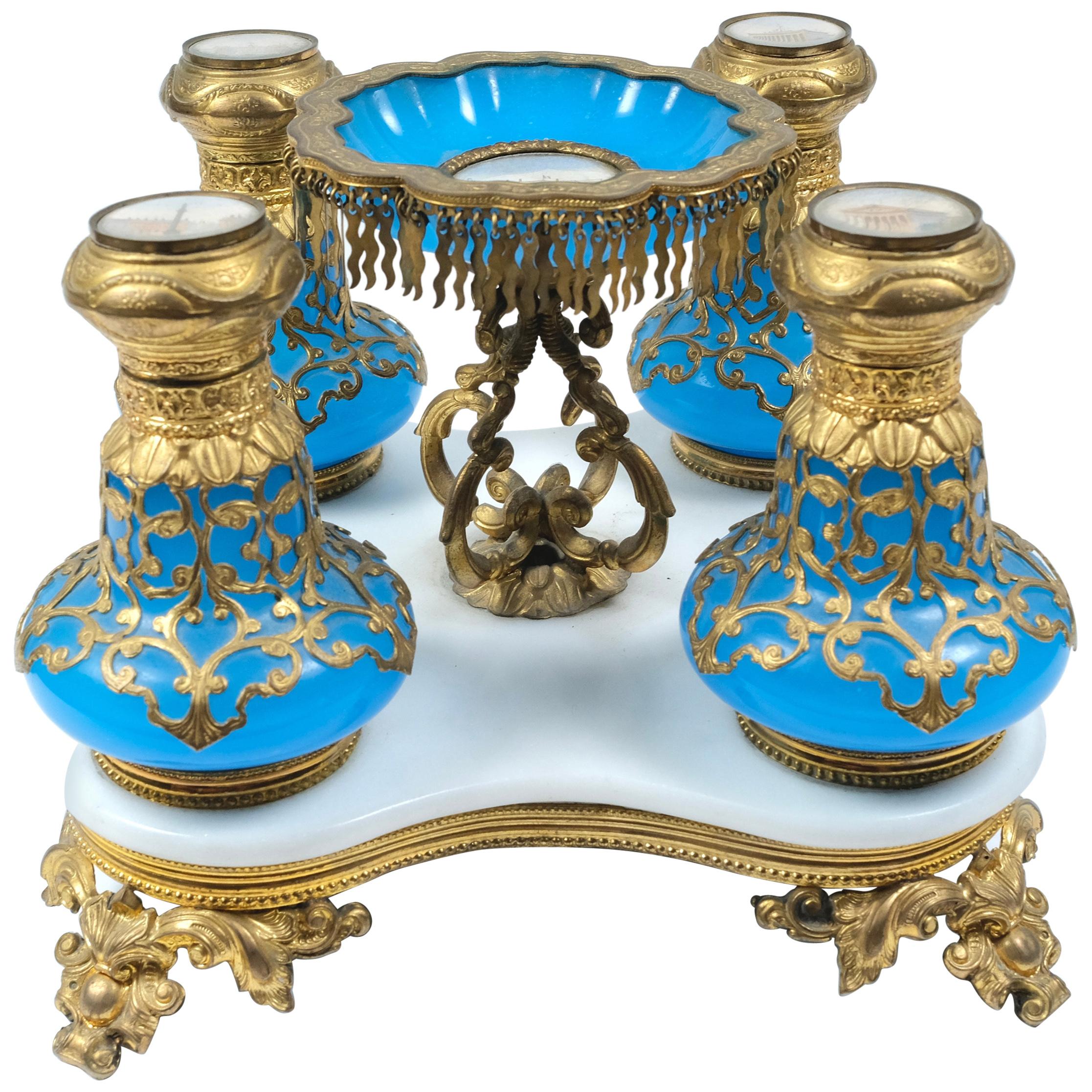 19th Century French Opaline Perfume Bottle Set
