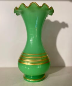 19th Century French Opaline Uranium Glass Vase