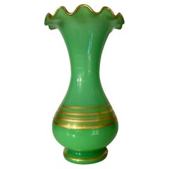 Vintage 19th Century French Opaline Uranium Glass Vase