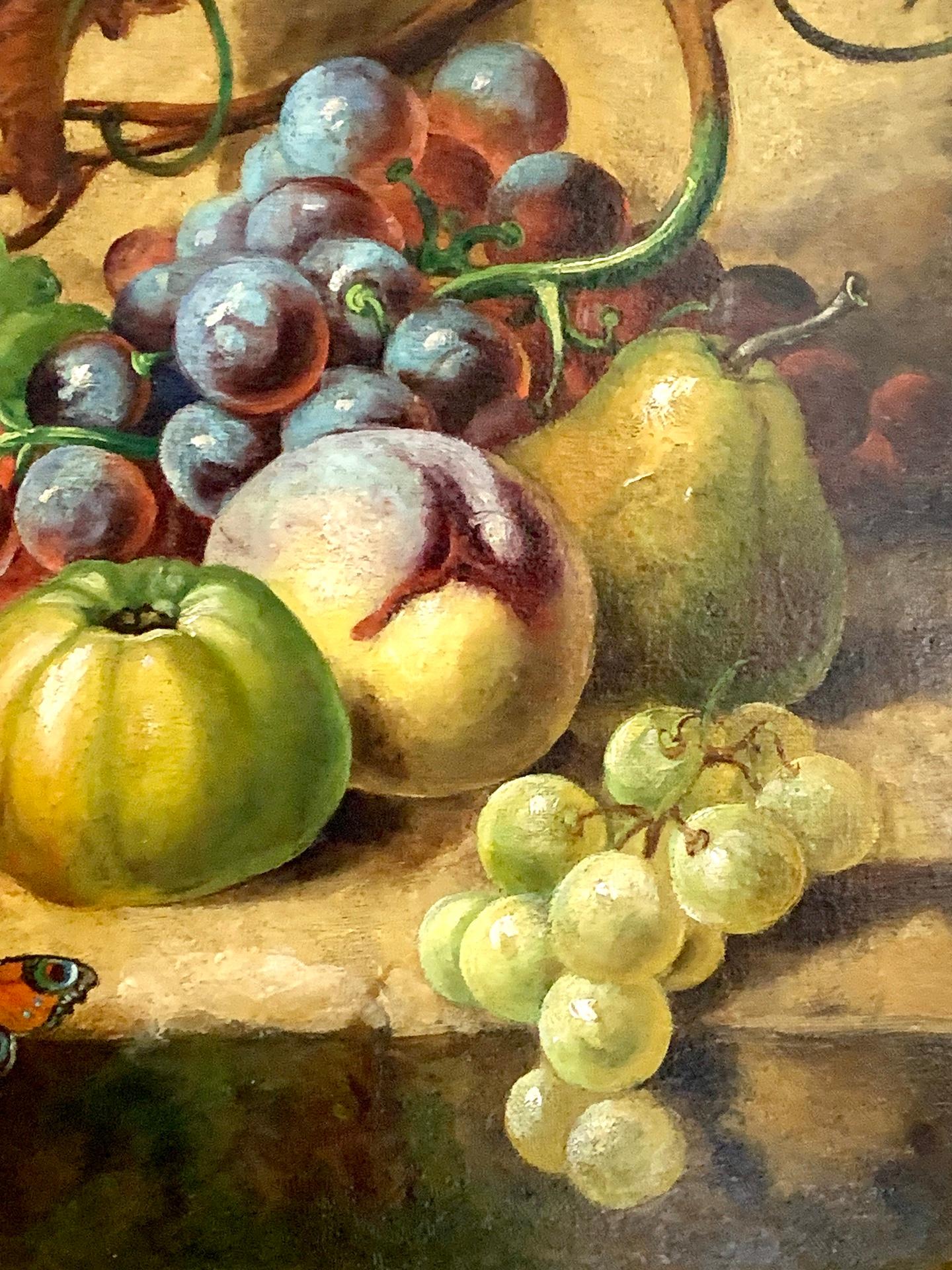 Siglo XIX Bodegón francés o flamenco de frutas, marco original - Painting de 19th century French or Flemish school