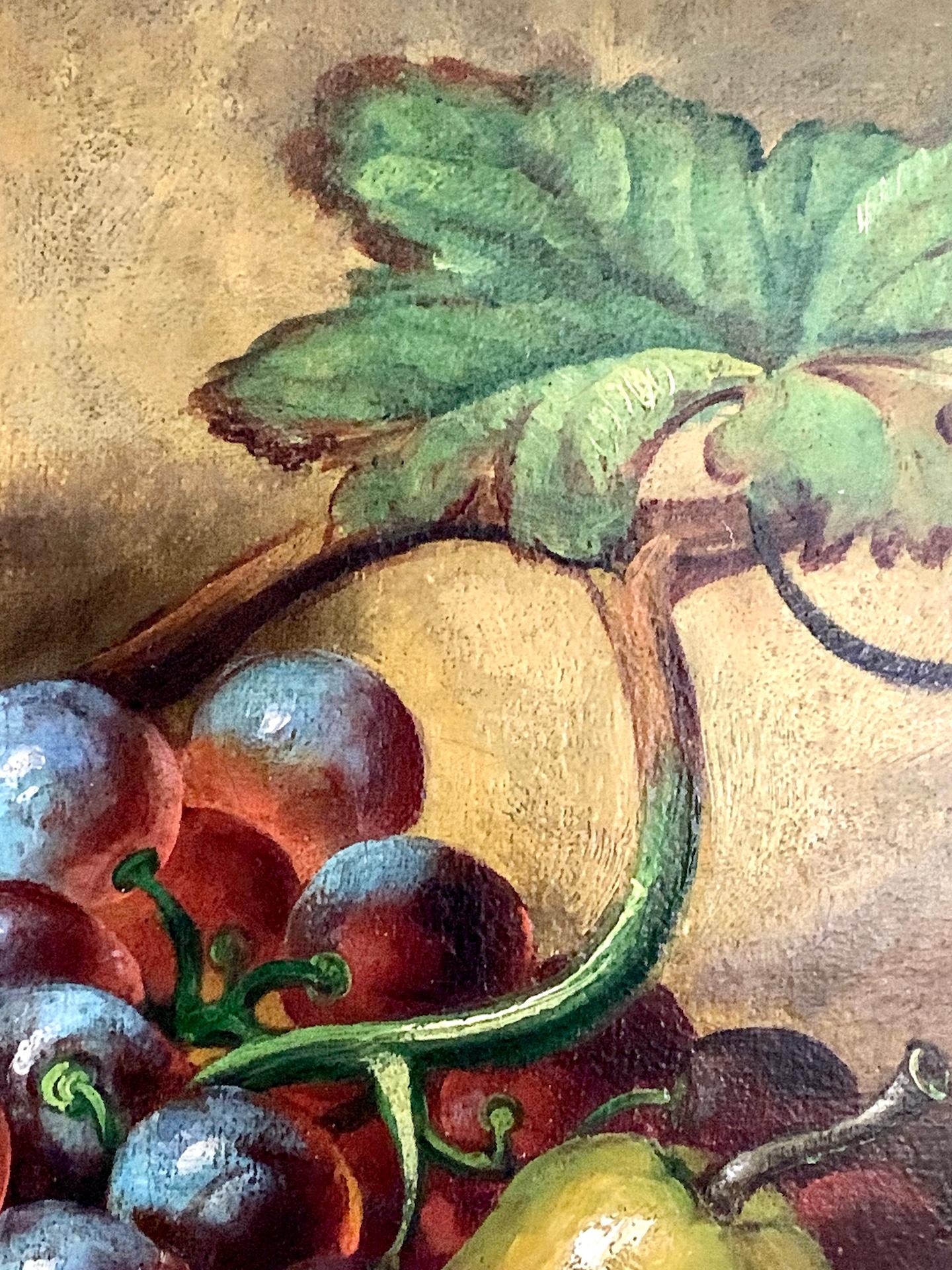 19th century French or Flemish Still life of fruit, original frame - Victorian Painting by 19th century French or Flemish school