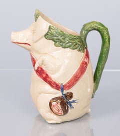 19th Century French Orchies Majolica Pig Pitcher