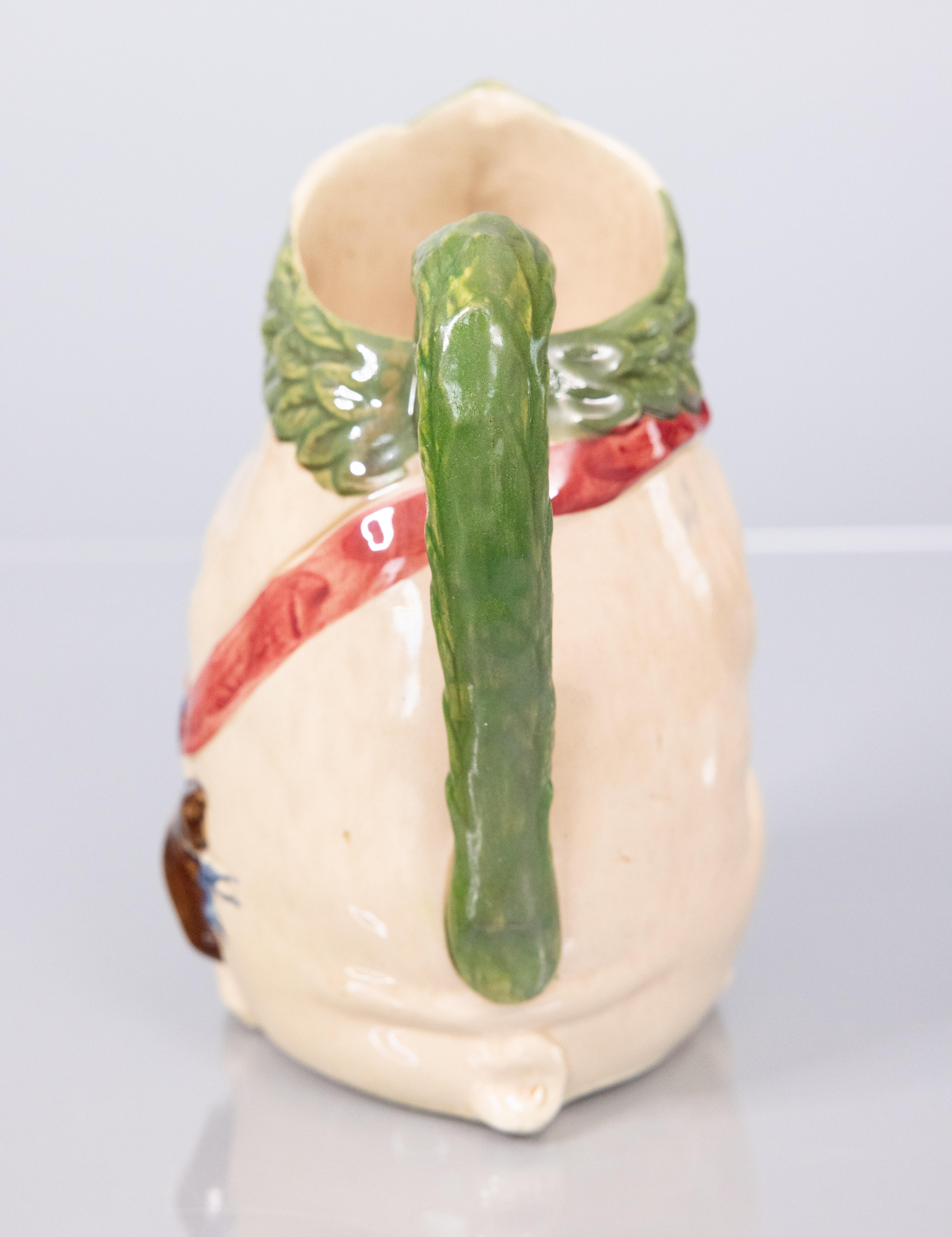 Ceramic 19th Century French Orchies Majolica Pig Pitcher For Sale