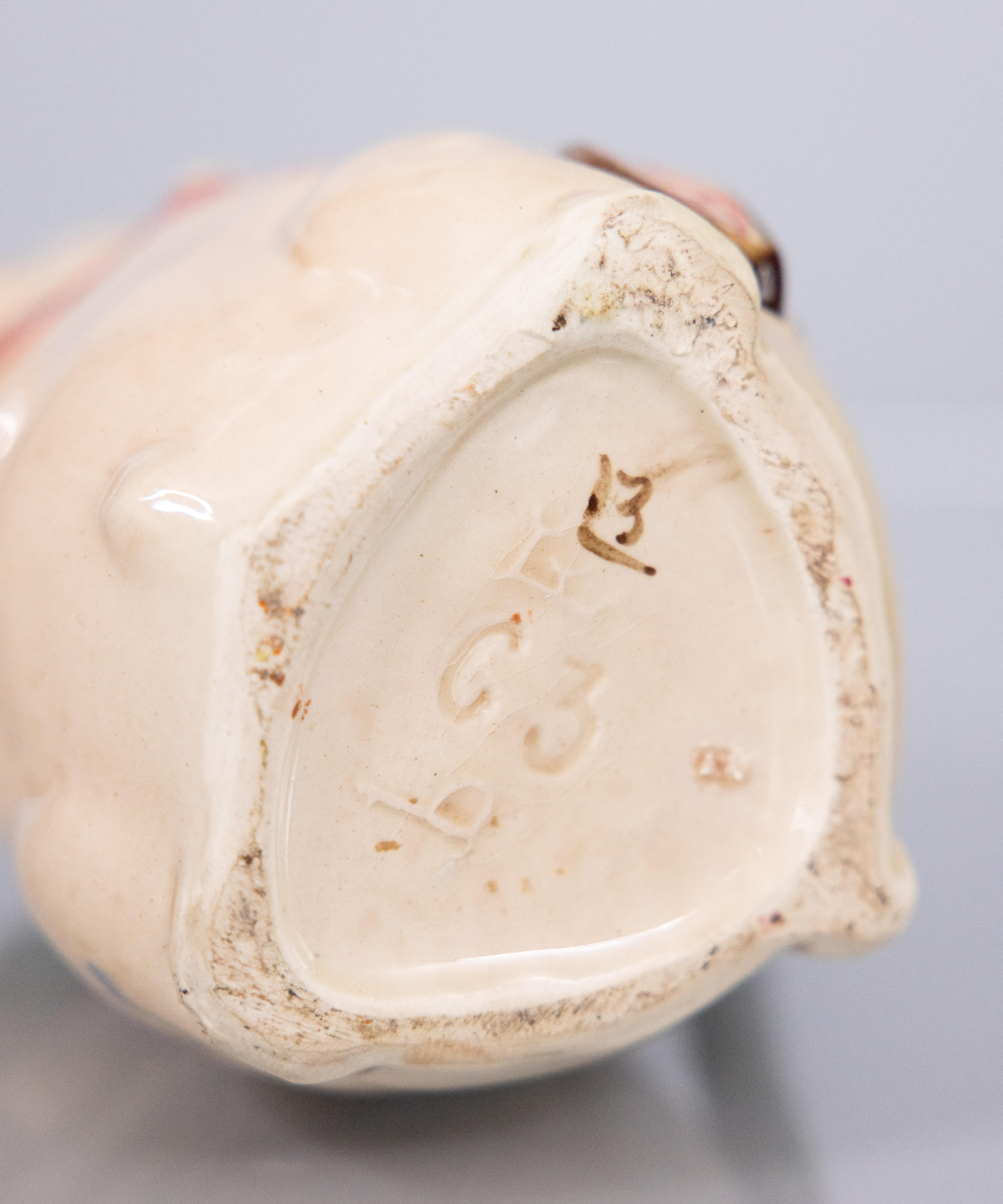 19th Century French Orchies Majolica Pig Pitcher For Sale 4
