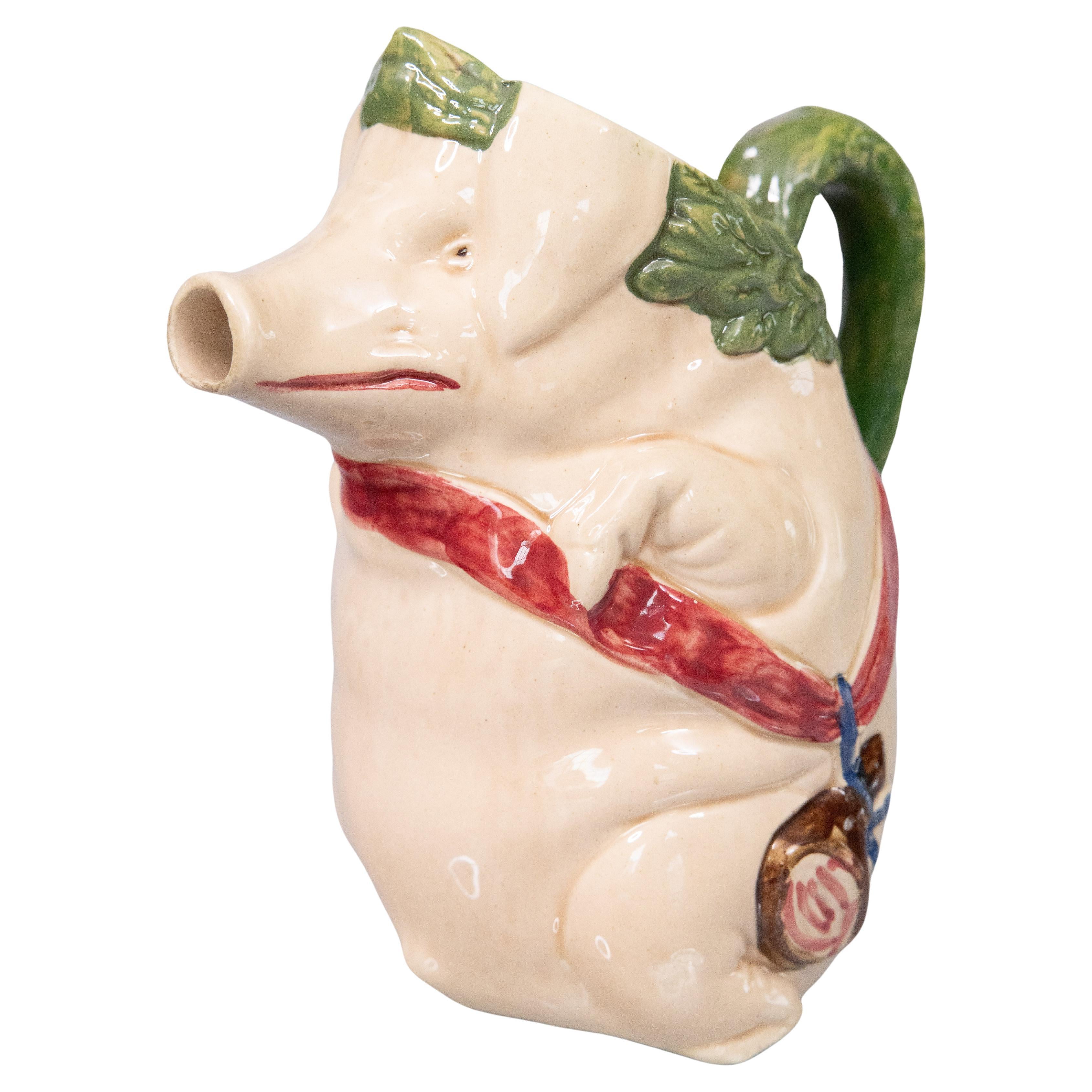 Brocca per maiale in maiolica francese di Orchies del XIX secolo