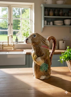 19th Century French Orchies Majolica Rabbit Pitcher