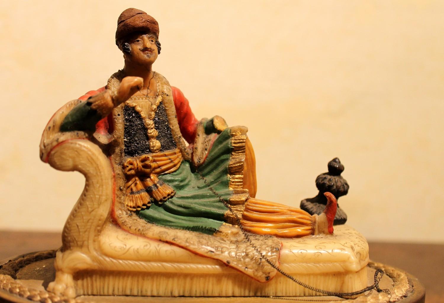 19th Century French Orientalist Polychrome Wax Sculptures on Giltwood Base For Sale 7
