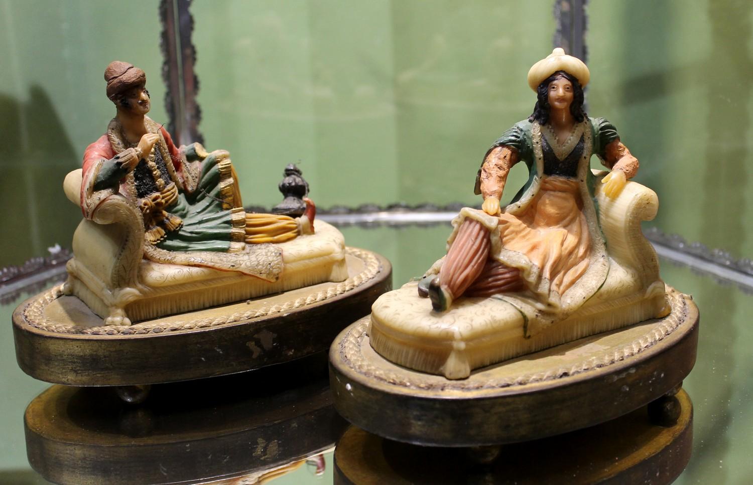 19th Century French Orientalist Polychrome Wax Sculptures on Giltwood Base For Sale 10