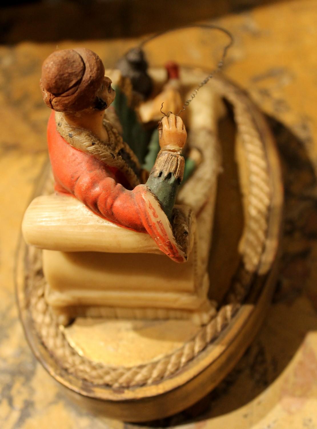 19th Century French Orientalist Polychrome Wax Sculptures on Giltwood Base For Sale 3