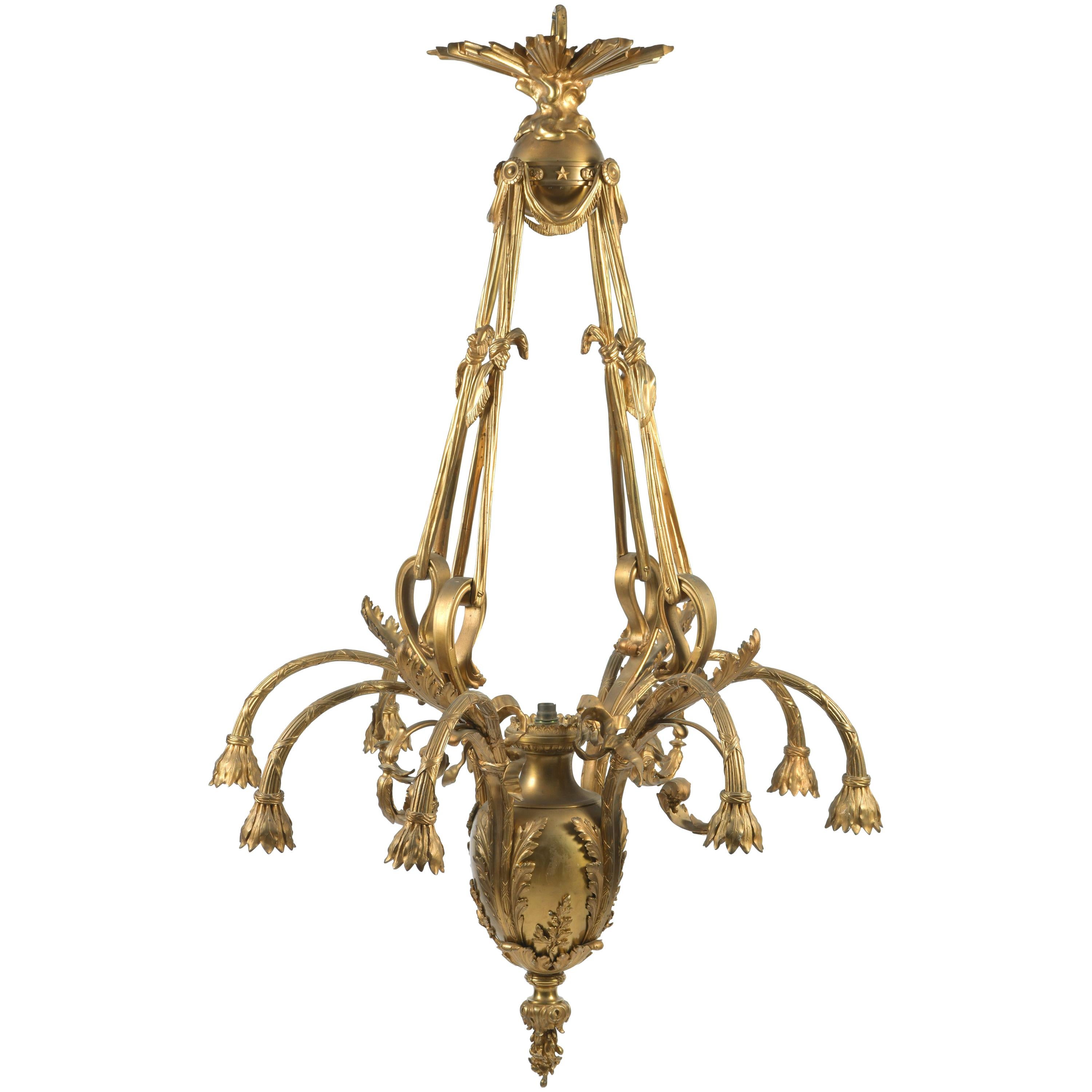 19th Century French Ormolu 9-Light Chandelier 