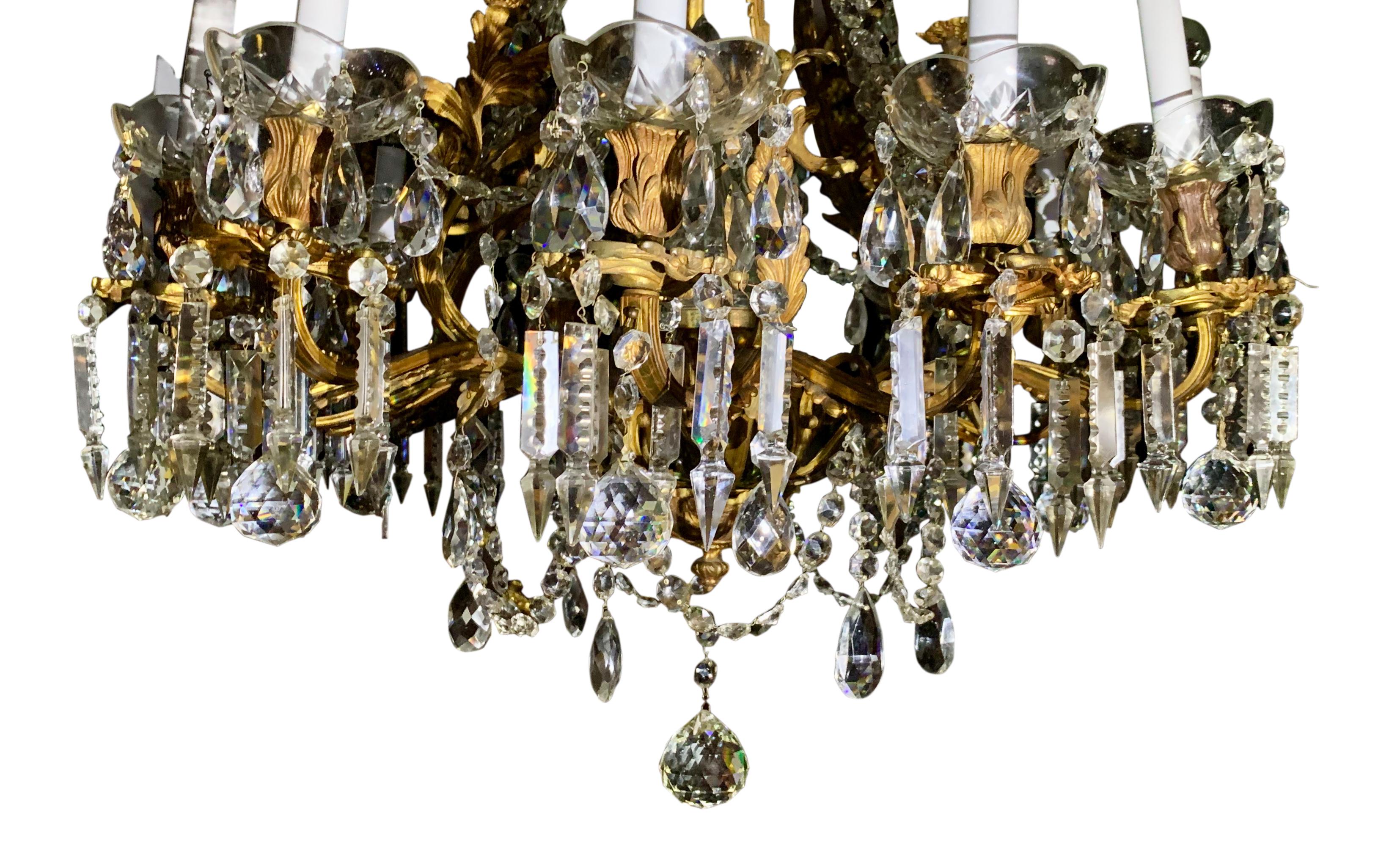 Louis XVI 19th century French ormolu and crystal Marie Antoinette chandelier For Sale