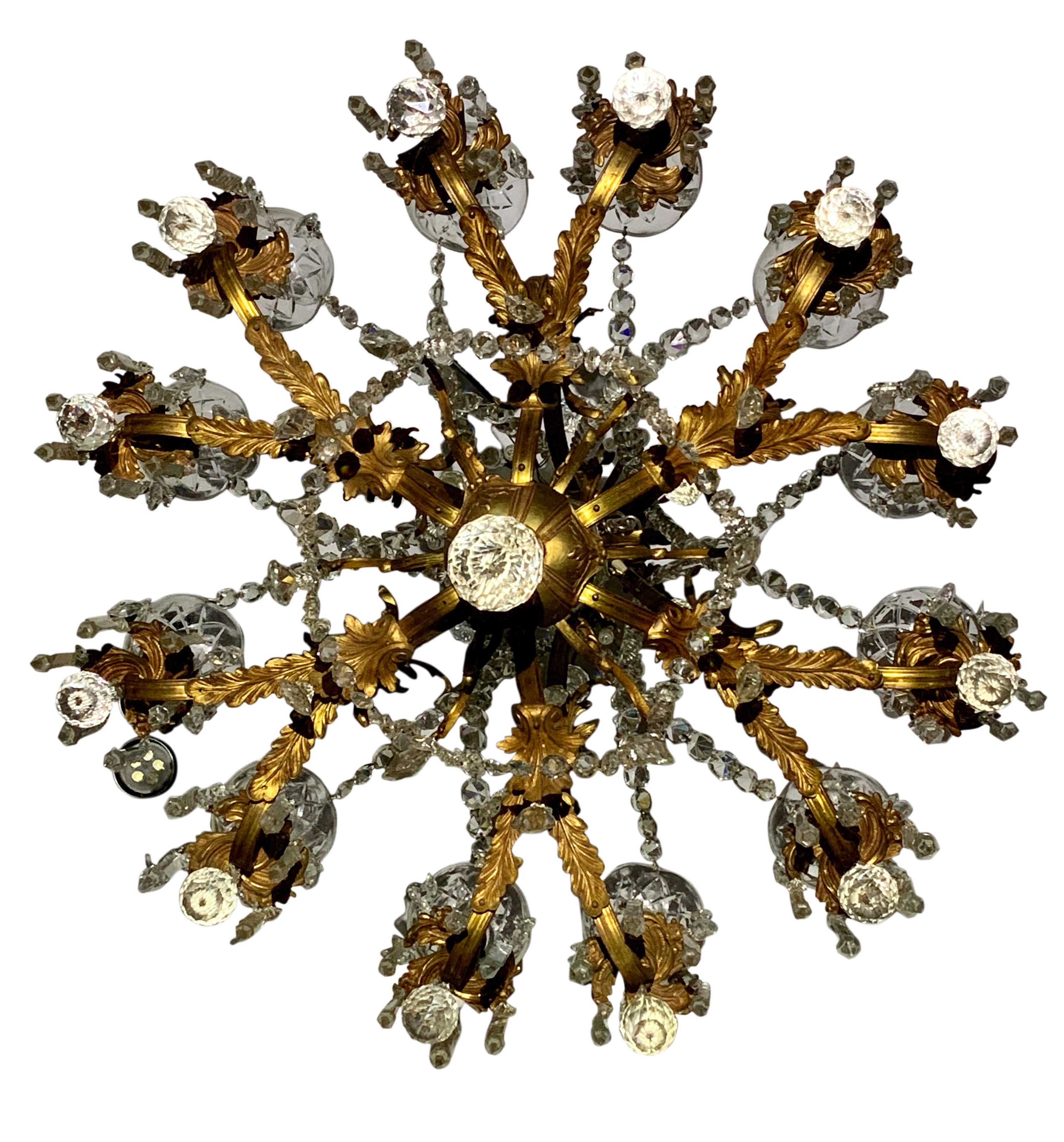 19th century French ormolu and crystal Marie Antoinette chandelier For Sale 1