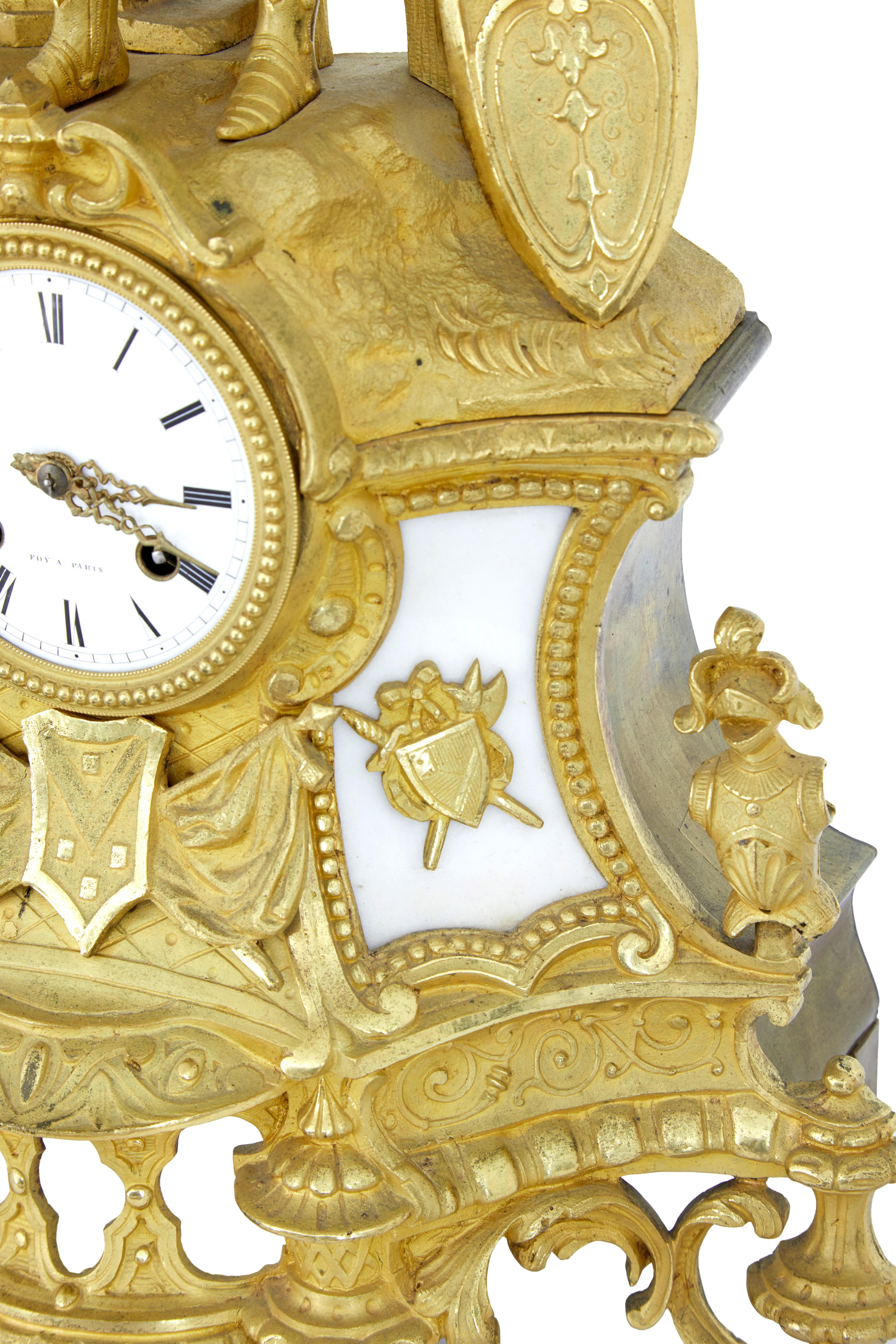 19th Century French Ormolu and Marble Figural Mantel Clock 5