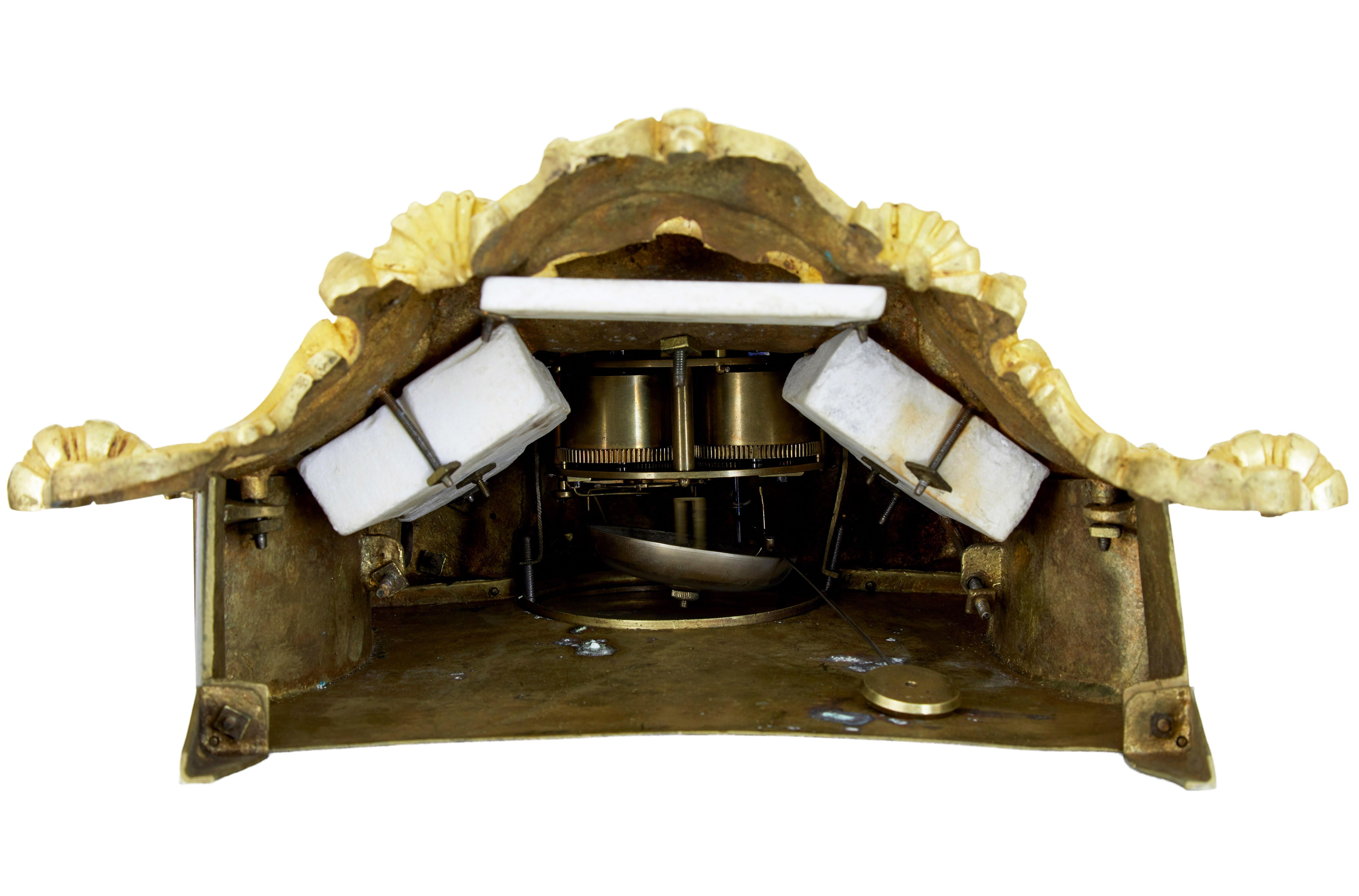 19th century French ormolu and marble figural mantel clock For Sale 4
