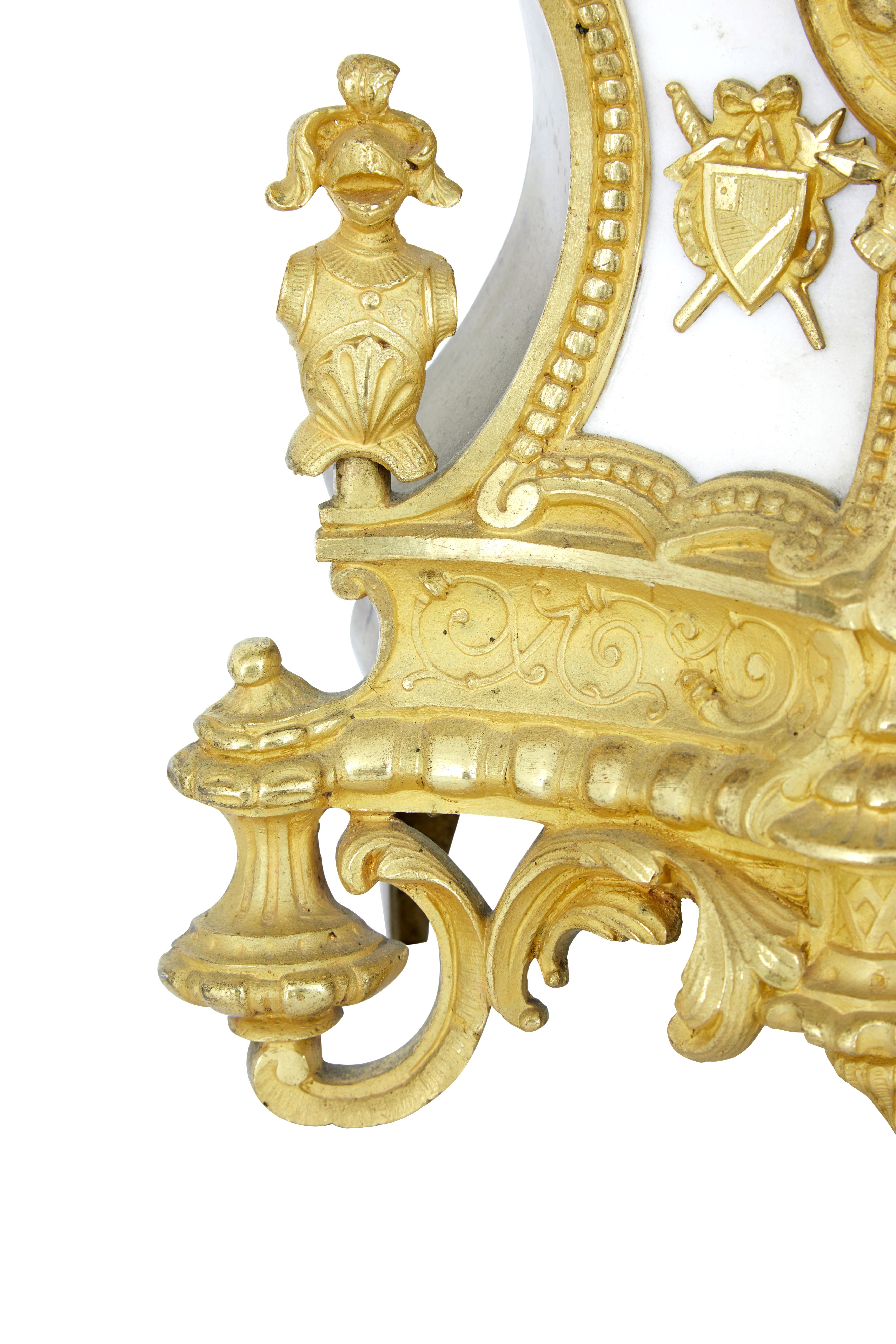19th Century French Ormolu and Marble Figural Mantel Clock 3