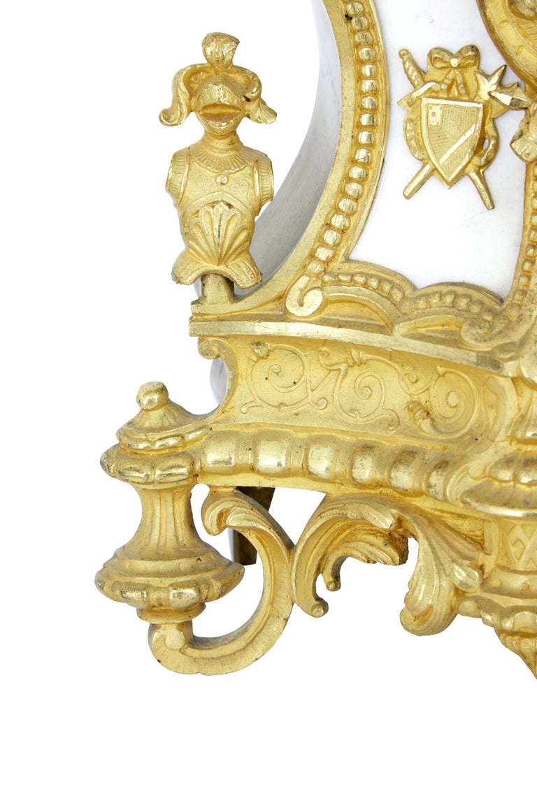 19th Century French Ormolu and Marble Figural Mantel Clock For Sale 3