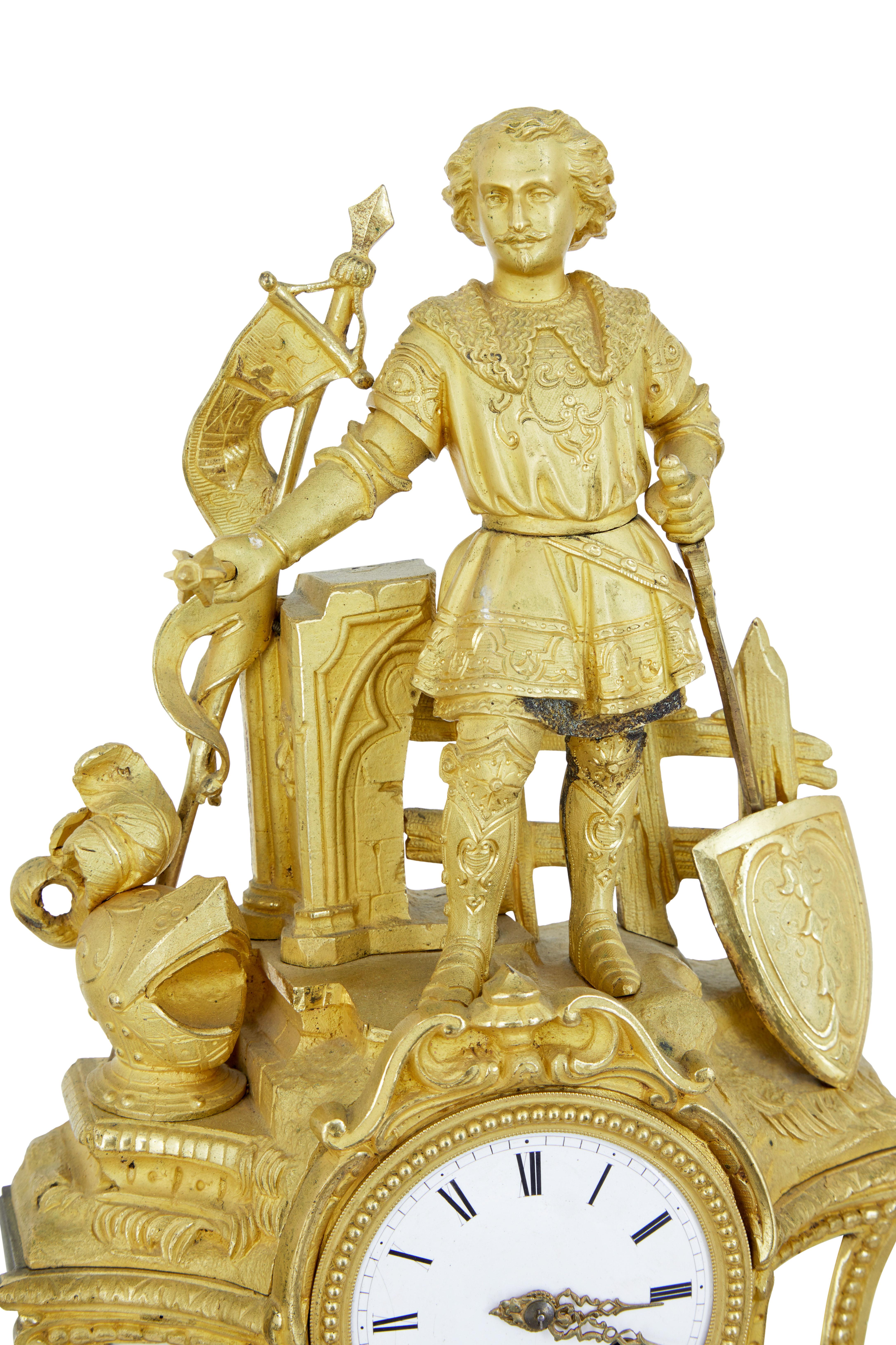19th Century French Ormolu and Marble Figural Mantel Clock 4