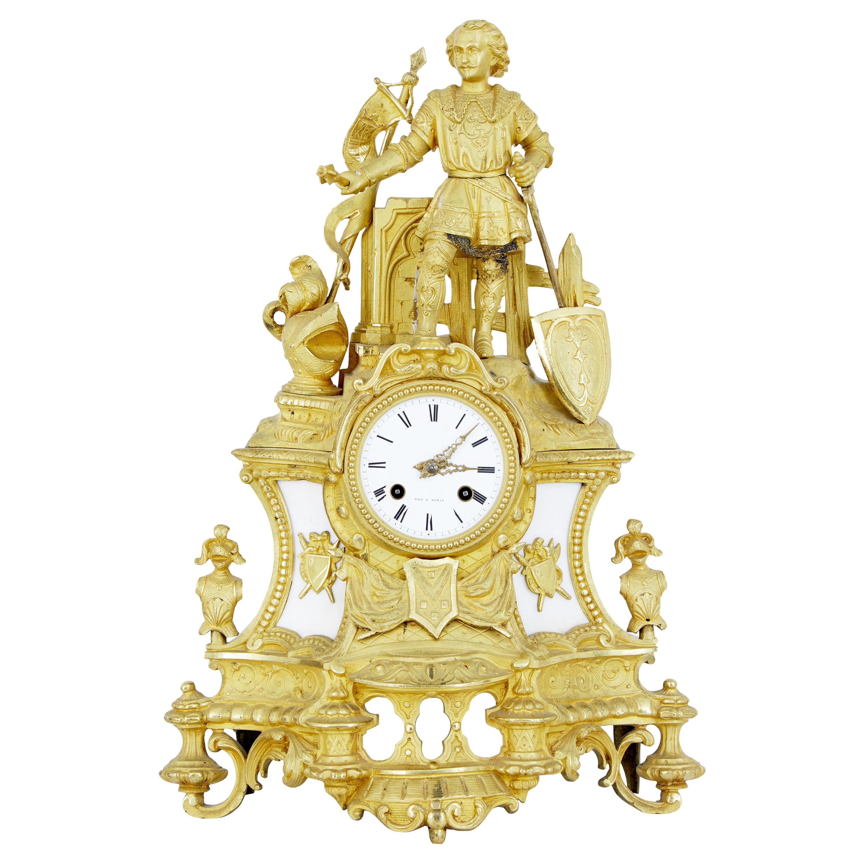 19th Century French Ormolu and Marble Figural Mantel Clock For Sale at ...