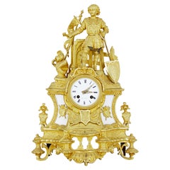 Antique 19th century French ormolu and marble figural mantel clock