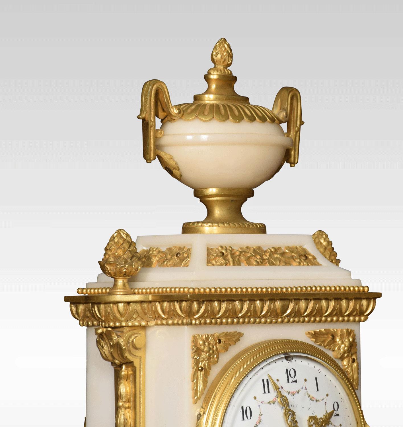 19th Century French Ormolu and White Marble Mantel Clock In Good Condition In Cheshire, GB