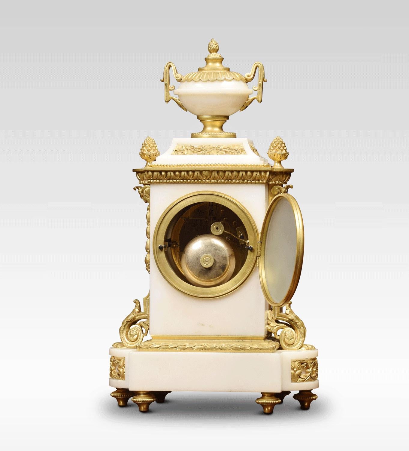 19th Century French Ormolu and White Marble Mantel Clock 4