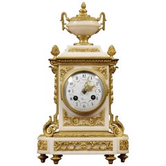 19th Century French Ormolu and White Marble Mantel Clock