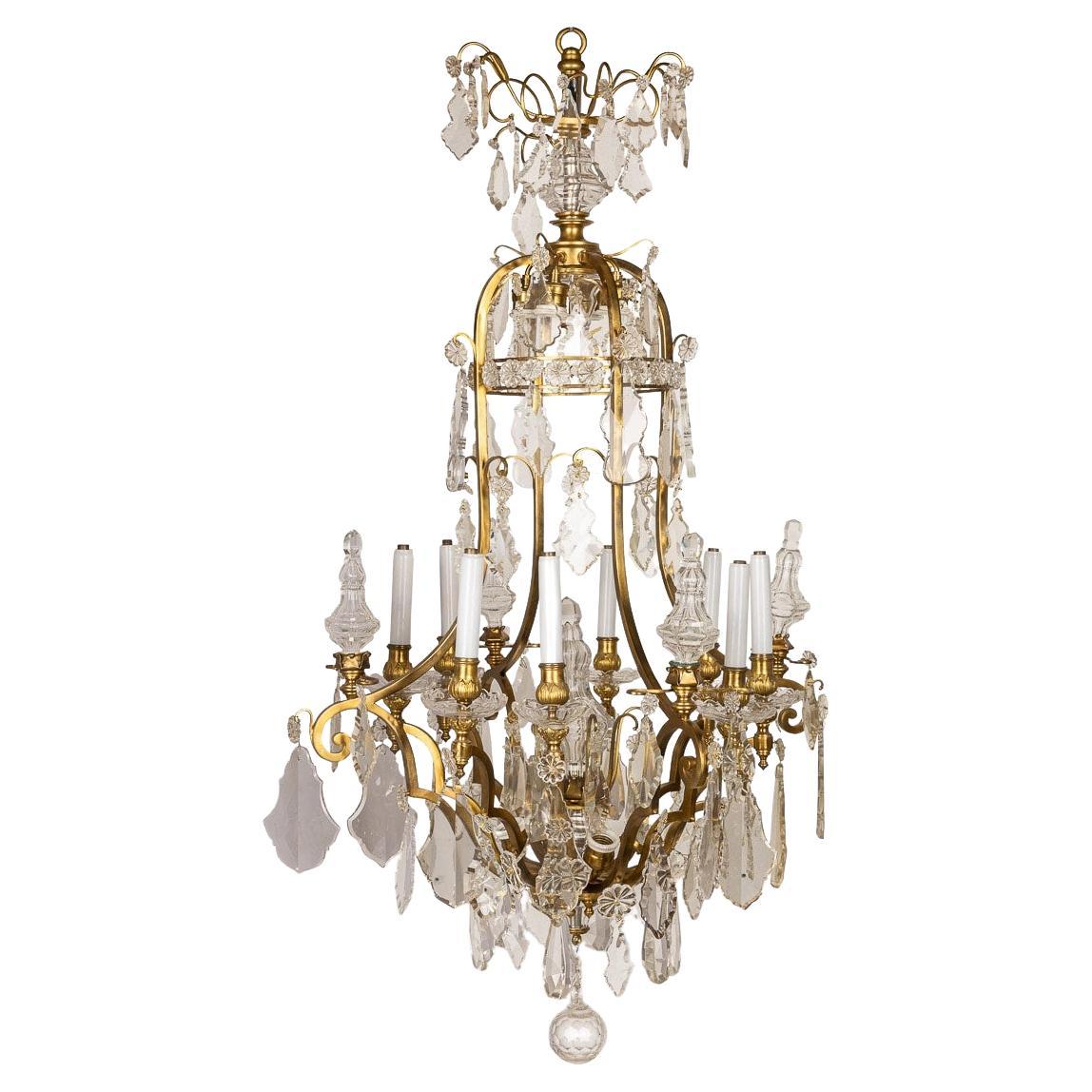 19th Century French Ormolu & Cut Crystal Chandelier, c.1860 For Sale