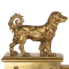 19th Century French Ormolu Fireplace Chenets Decorated with Dogs