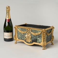 19th Century French Ormolu & Green Marble Jardinière in the Louis XVI Style