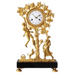 Pendule de cheminée en bronze doré du XIXe si�ècle, vers 1840