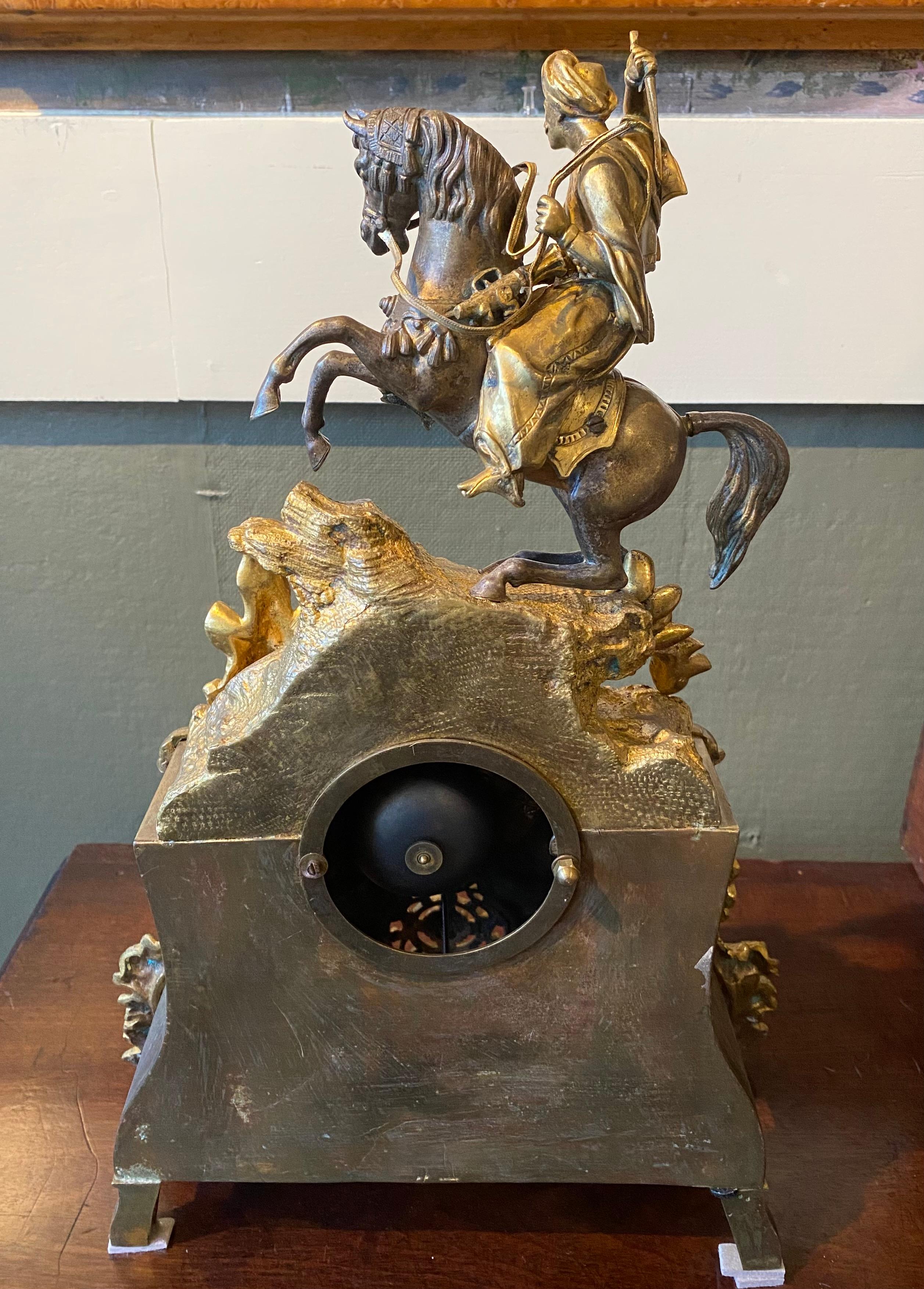 19th Century French Ormolu Mantle Clock in Orientalist Motif For Sale 2