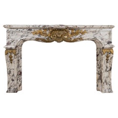 19th Century French Ormolu Mounted Breche Violette Marble Fireplace c.1870