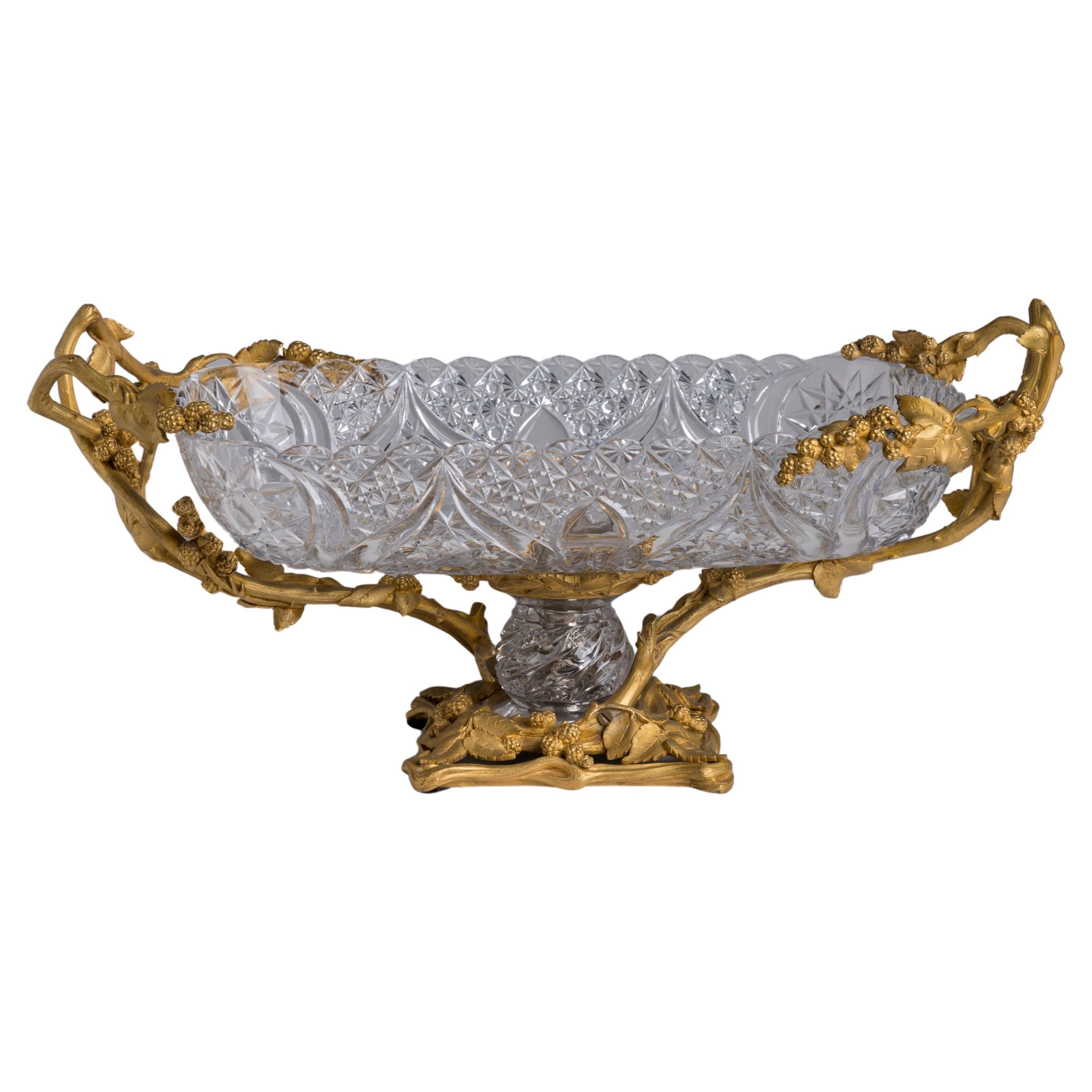 19th Century French Ormolu-Mounted Crystal Centrepiece attributed to Baccarat For Sale