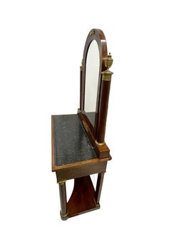 19th Century French Ormolu mounted Empire dressing table with inlaid marble top