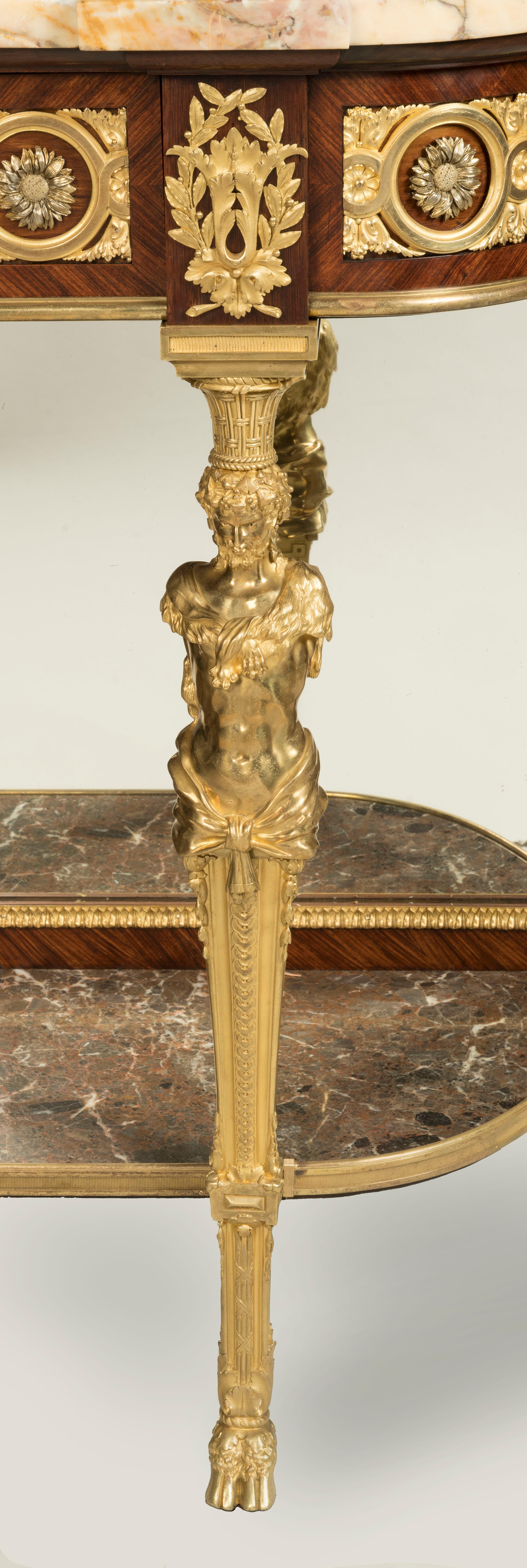 Französischer Konsolentisch aus Veilchenholz im Louis-XVI.-Stil des 19. Jahrhunderts mit Goldbronze-Montierung im Angebot 6